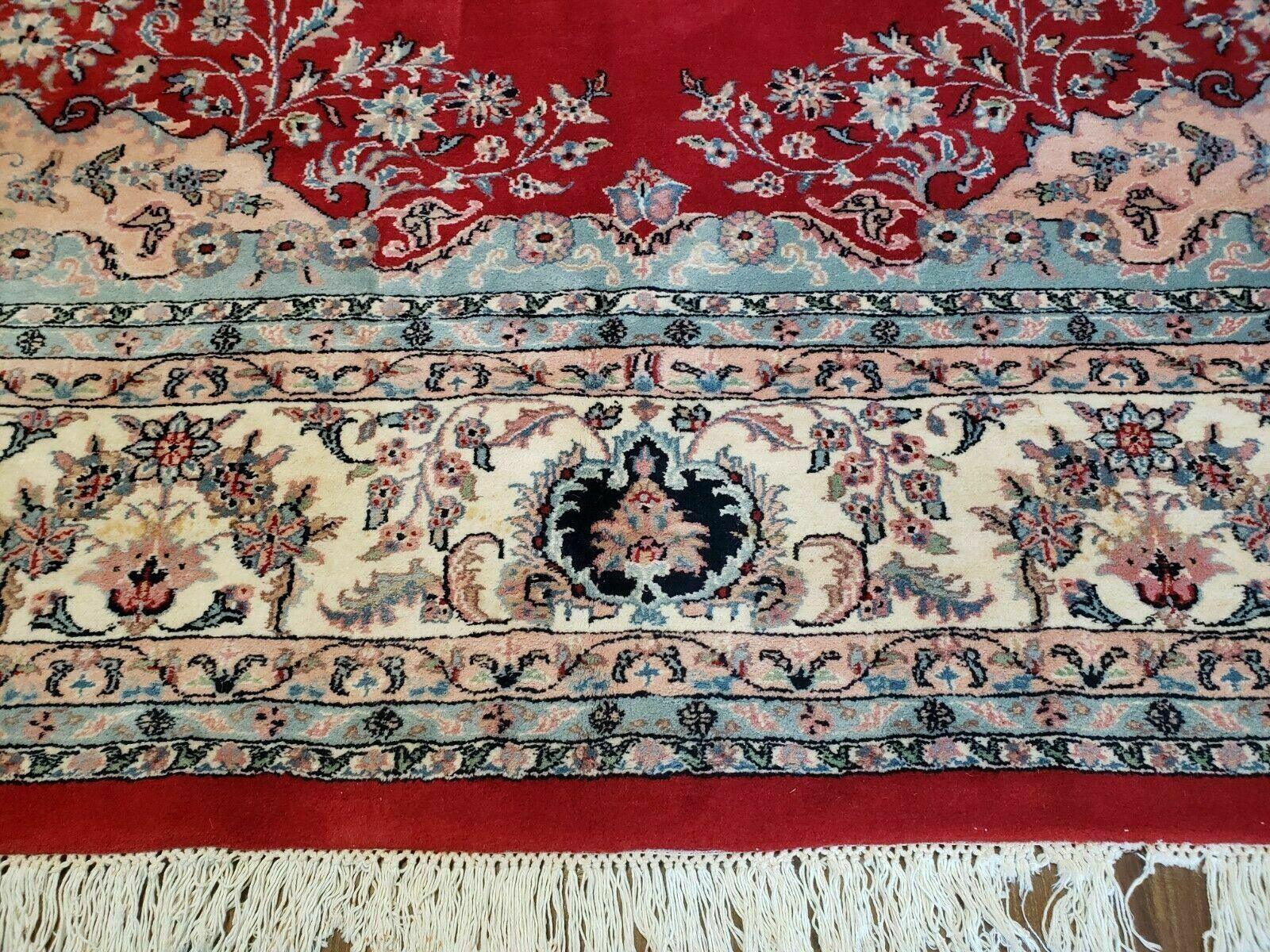 9' X 12' Vintage Handmade India Medallion Wool Rug Vegetable Dyes Nice Red