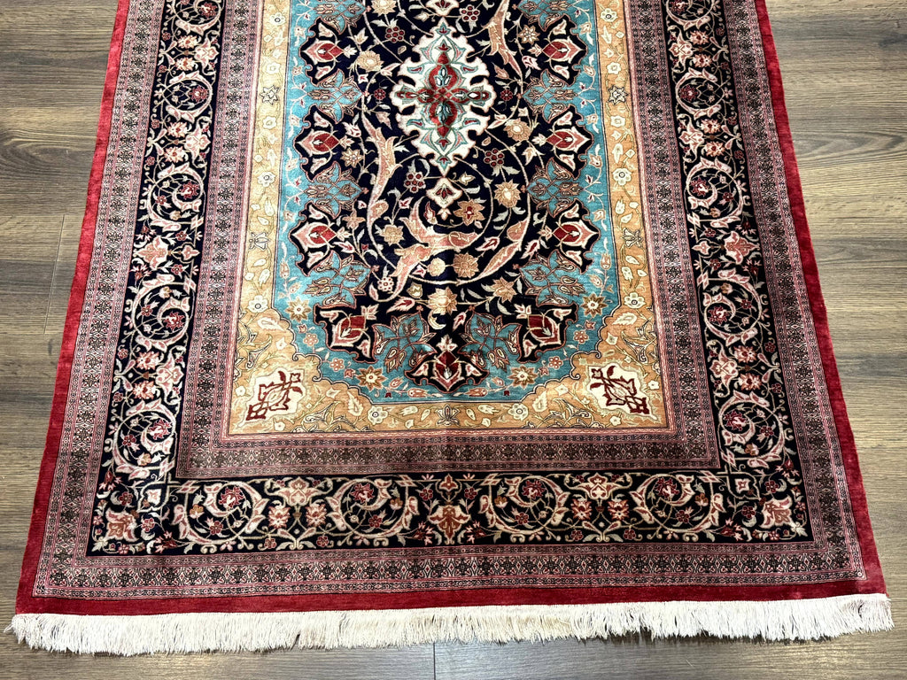 Magnificent Persian Qum Silk Rug 3x5, Exceptionally Fine 780 KPSI, Signed, Rare