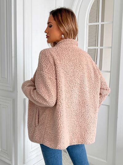 Winter Warm Zip Up Long Sleeve Jacket Fuzzy Cozy & Stylish Jacket Cold-Weather Essential Outdoor Jacket