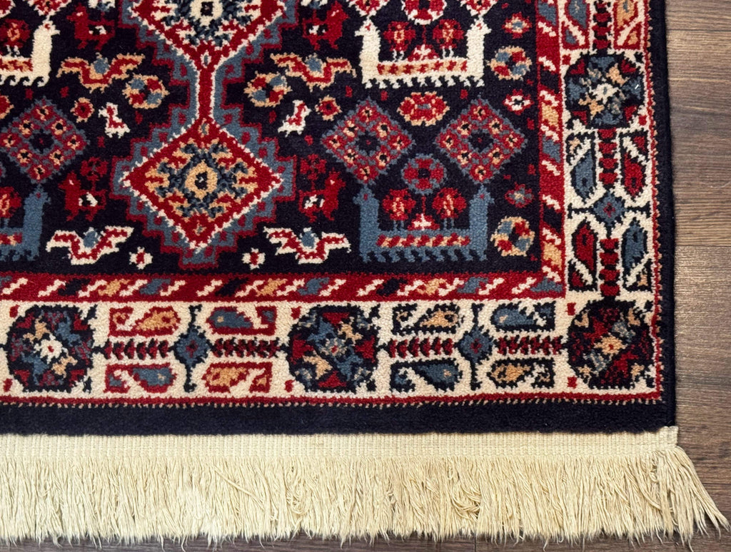 Small Karastan Rug 3x4, Yuruk Collection, Wool, Tribal, Geometric, Navy Blue