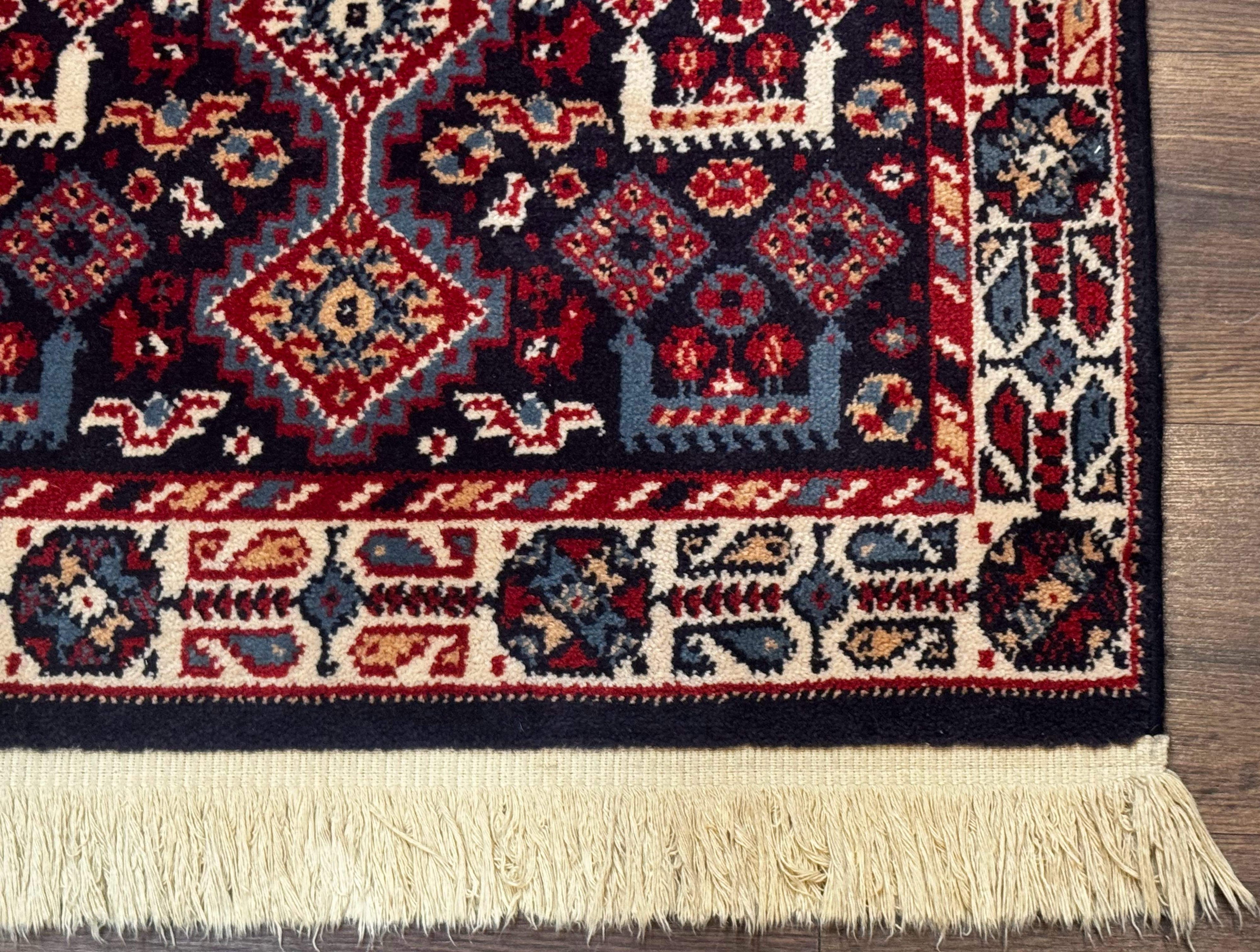 Small Karastan Rug 3x4, Yuruk Collection, Wool, Tribal, Geometric, Navy Blue