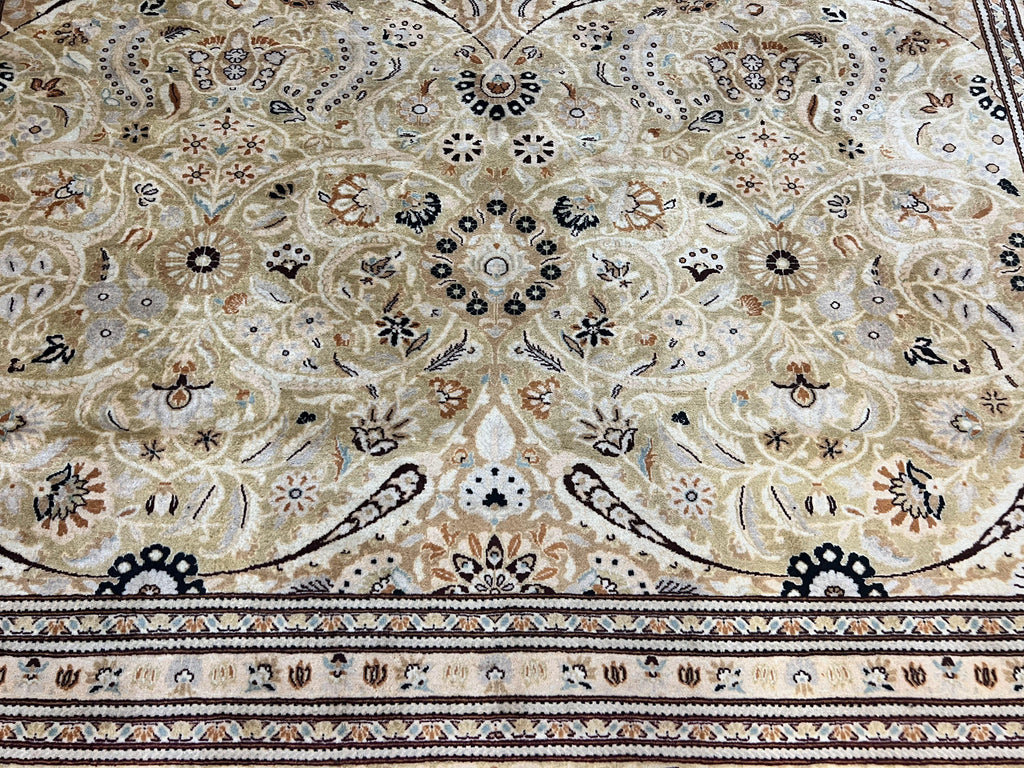 Pak Persian Rug 8x10, Wool Hand Knotted Vintage Carpet, Safavieh Rug, Gold Tan, 270 KPSI