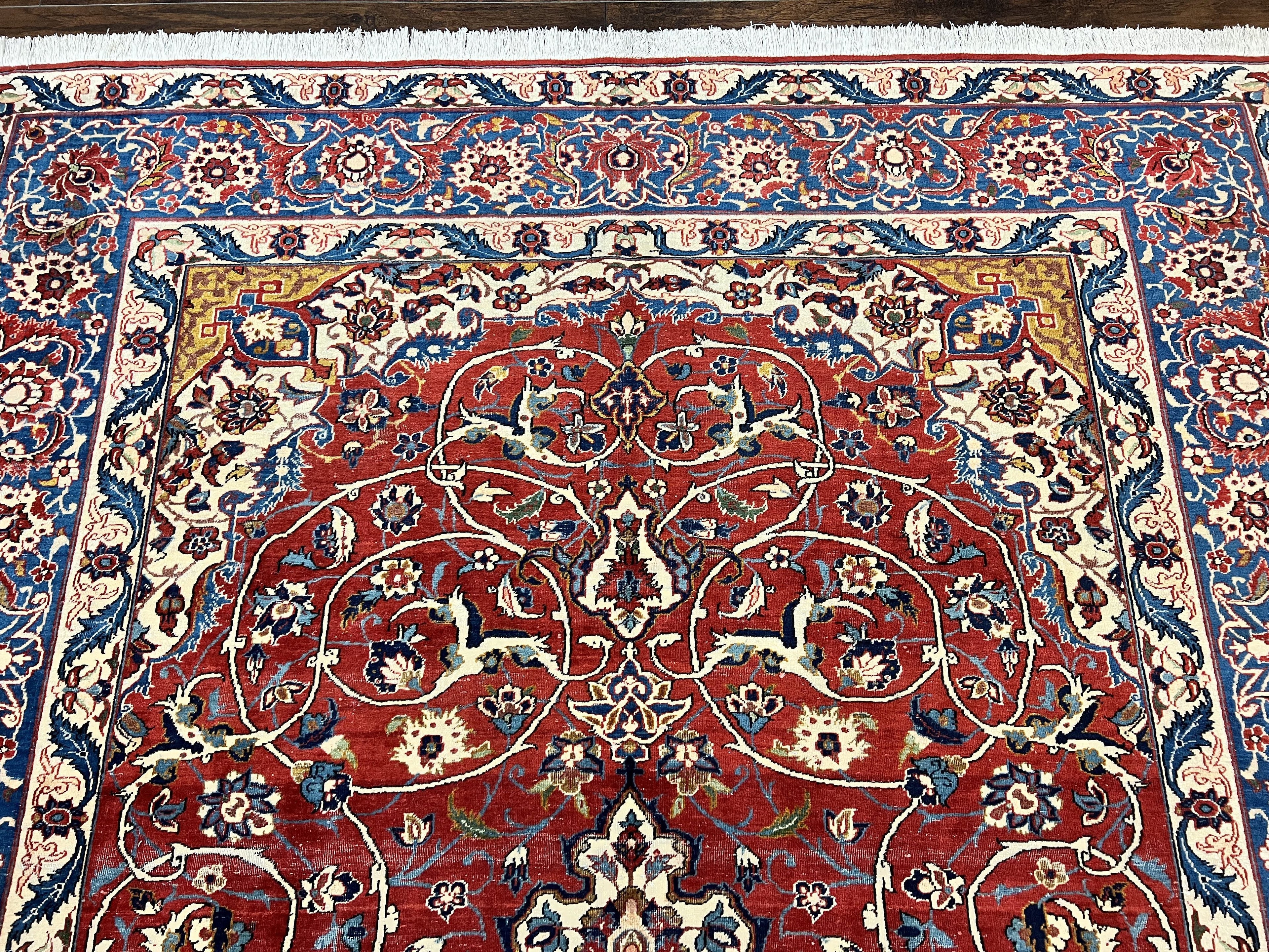 Red Persian Isfahan Rug 7x10 - Antique, Floral Medallion