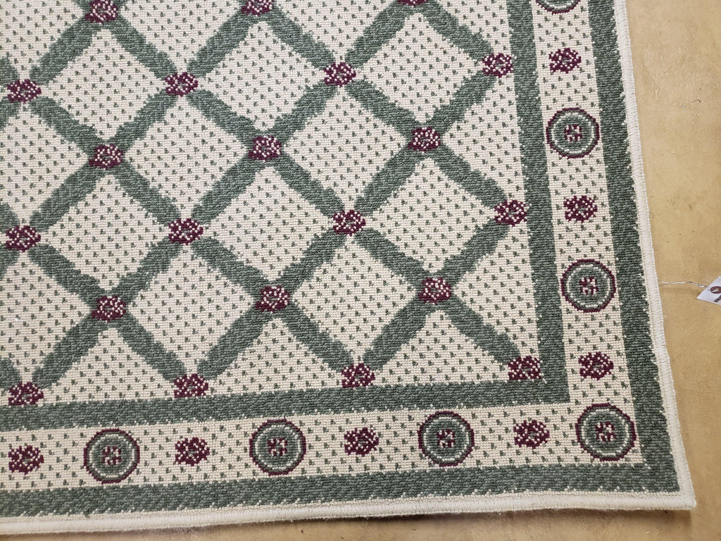 4x5 Panel Design Rug, 4' x 5' Power-Loomed Vintage Rug, Beige & Pine Green Carpet
