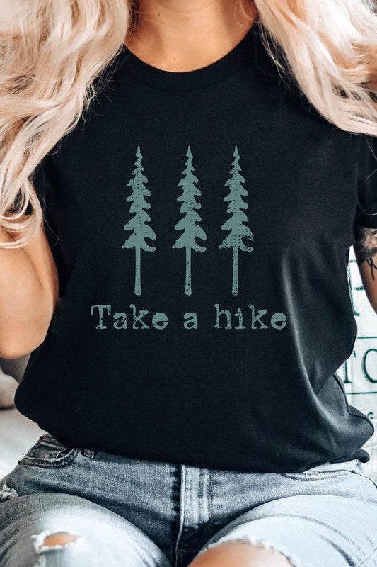 Pine Trees Take A Hike Summer Trip Graphic Tee T-Shirt