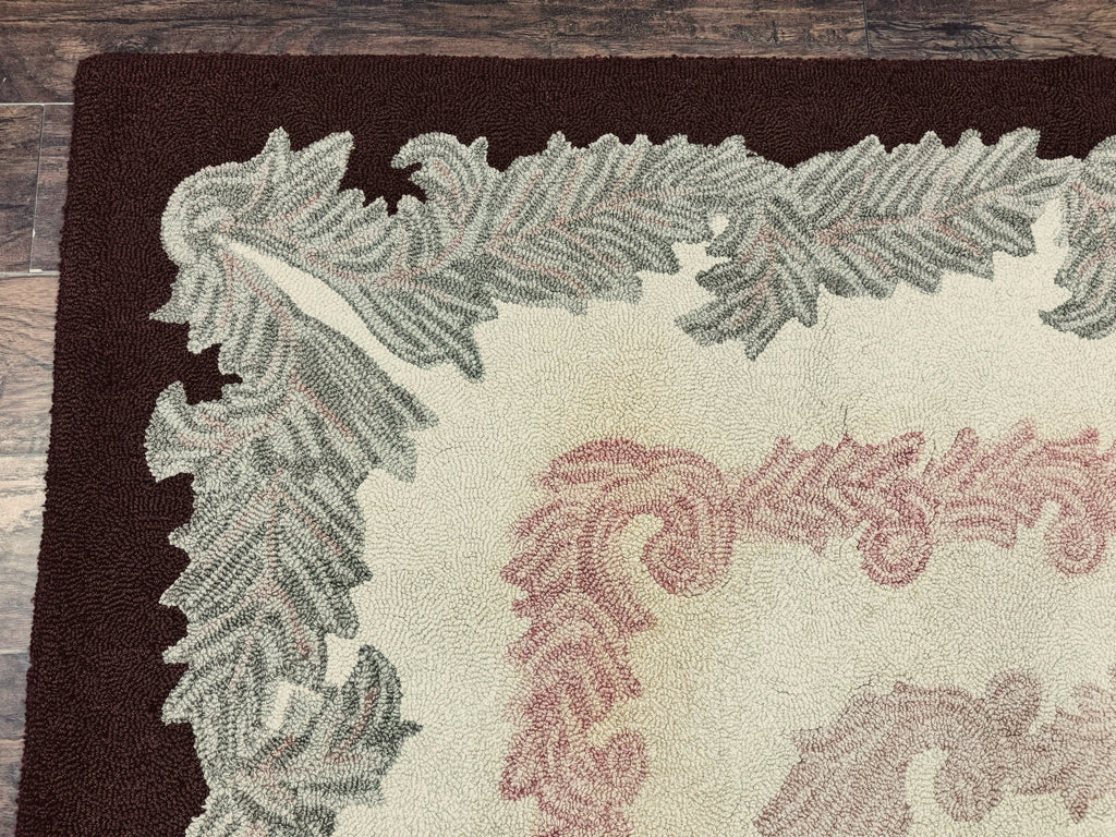 American Hand Hooked Rug 9x12, Vintage Aubusson Carpet, Wool