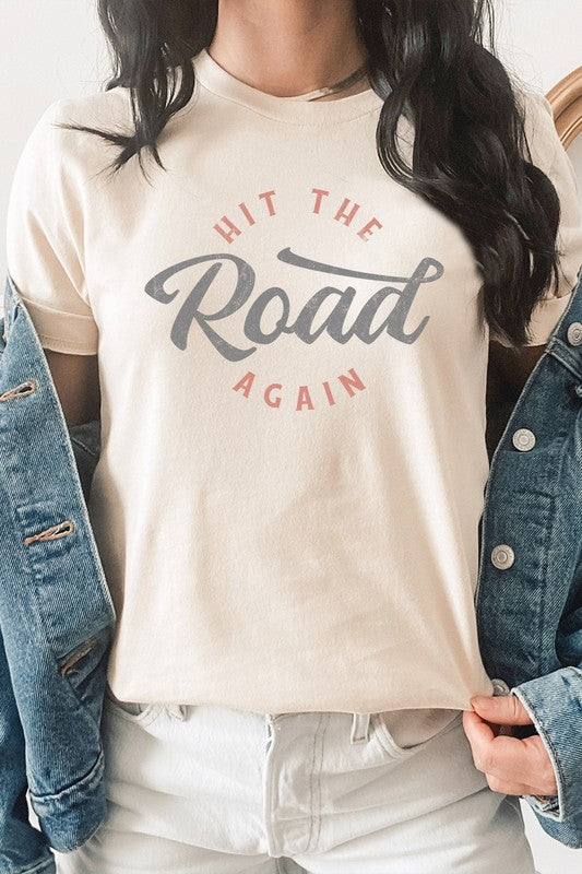 Hit The Road Again Roadtrip Vacation Graphic Tee T-Shirt