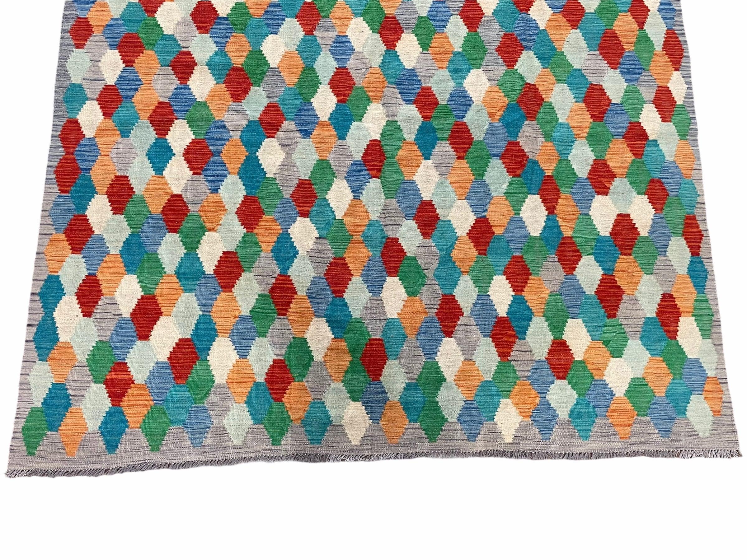 6.5 x 9.5 Colorful Chobi Kilim Rug 6 x 9 Multicolor Turkish Kilim Rug 7x10 Chobi Kilim Rug Playroom Rug Wool Kilim Rug 6x9 New Tribal Kilim
