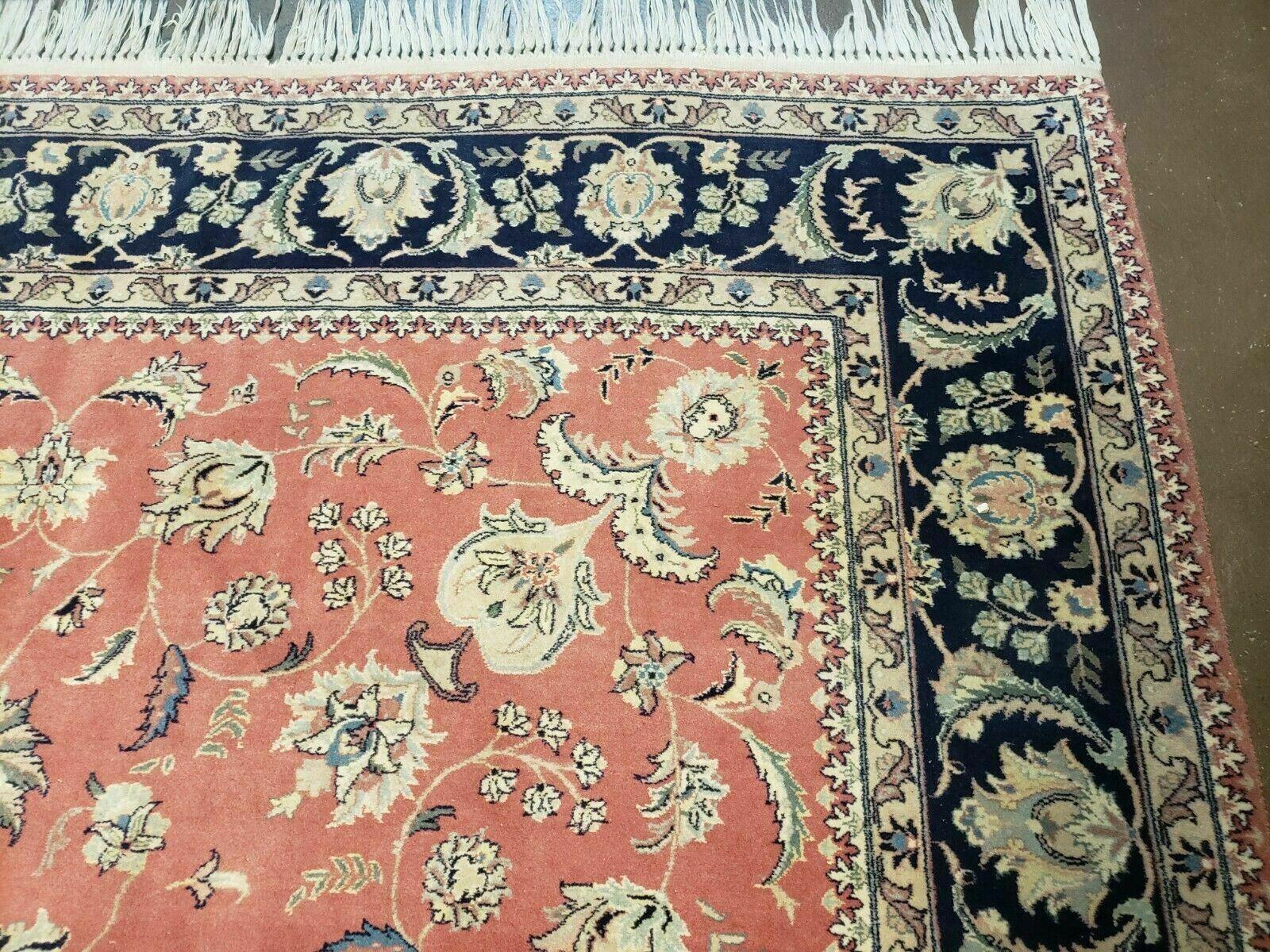 6' X 9' Vintage Fine Oriental Floral Handmade Wool Rug Vegetable Dyes Red Nice