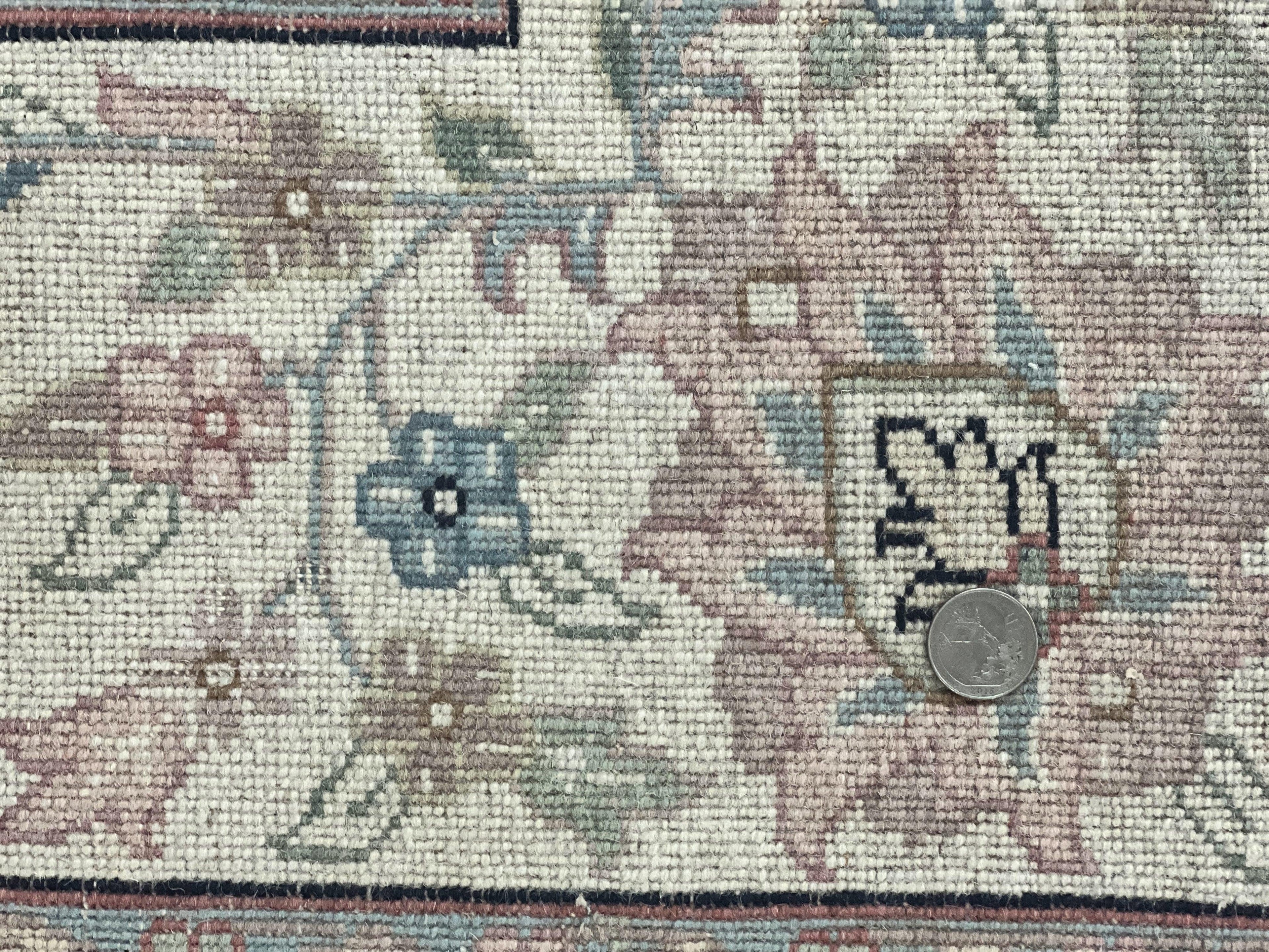 Indo Persian Rug 9x12, Navy Blue and Ivory/Cream, Floral Allover, Wool Vintage Handmade Carpet
