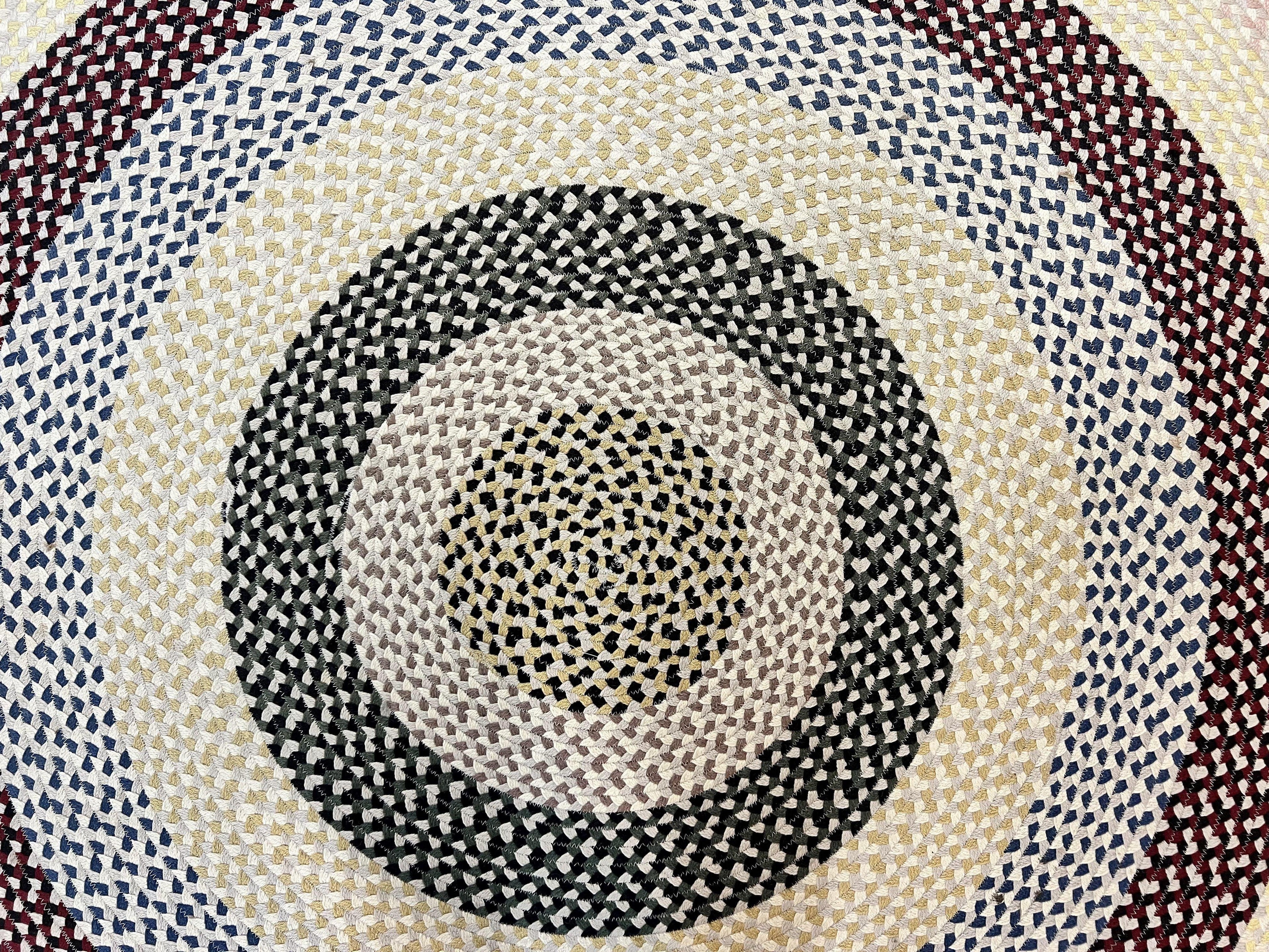Round American Braided Rug 9x9 ft, Large Round Vintage Braided Rug, Multicolor