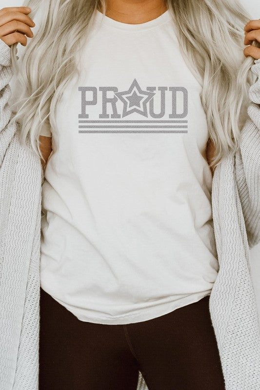 Proud Patriotic Star July Fourth Graphic Tee T-Shirt