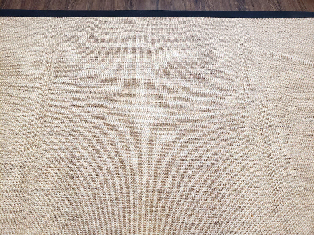 Jute Rug 8x10, Natural Jute Fiber Area Rug, Natural Sisal Area Rug with Black Border, 8x10 Carpet, Solid Jute Rug 8 x 10, Farmhouse Rug