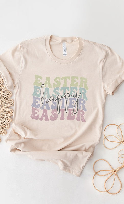 Pastel Happy Easter Echo Graphic Tee T-Shirt