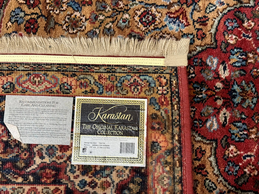 Karastan Rug 5.9 x 9 Medallion Kirman #700/718, Original 700 Series, Wool, Discontinued, Vintage