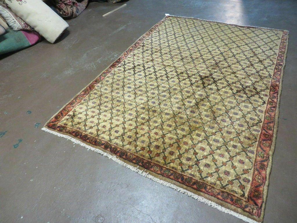4' X 6' Handmade Indian Allover Wool Rug Camel Hair Color #119