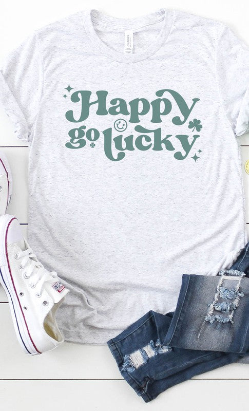 Vintage Happy Go Lucky Graphic Tee T-Shirt PLUS