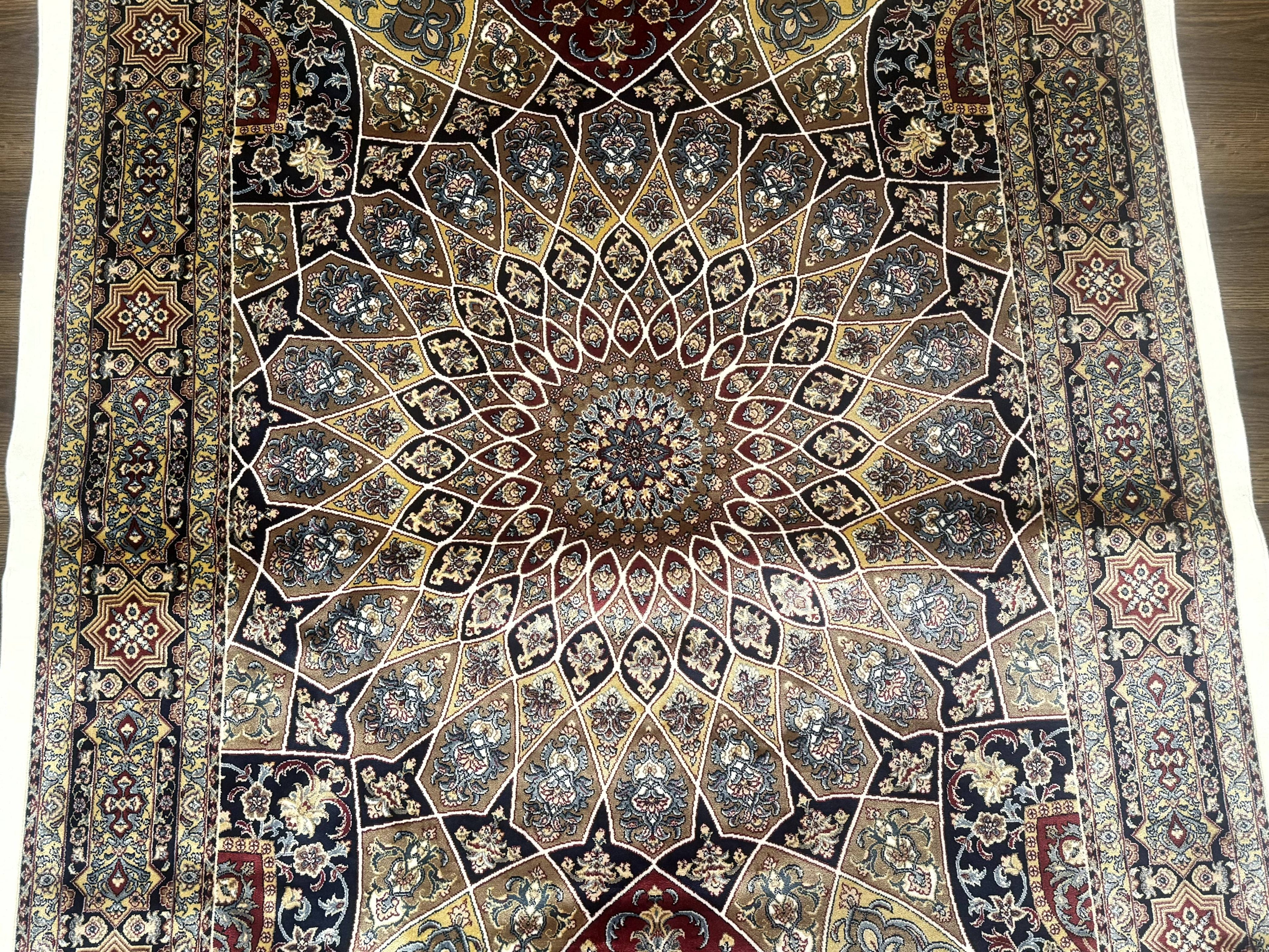Turkish Silk Rug 4x6, Dome Design, Memluk Carpet, Bamboo Silk, New
