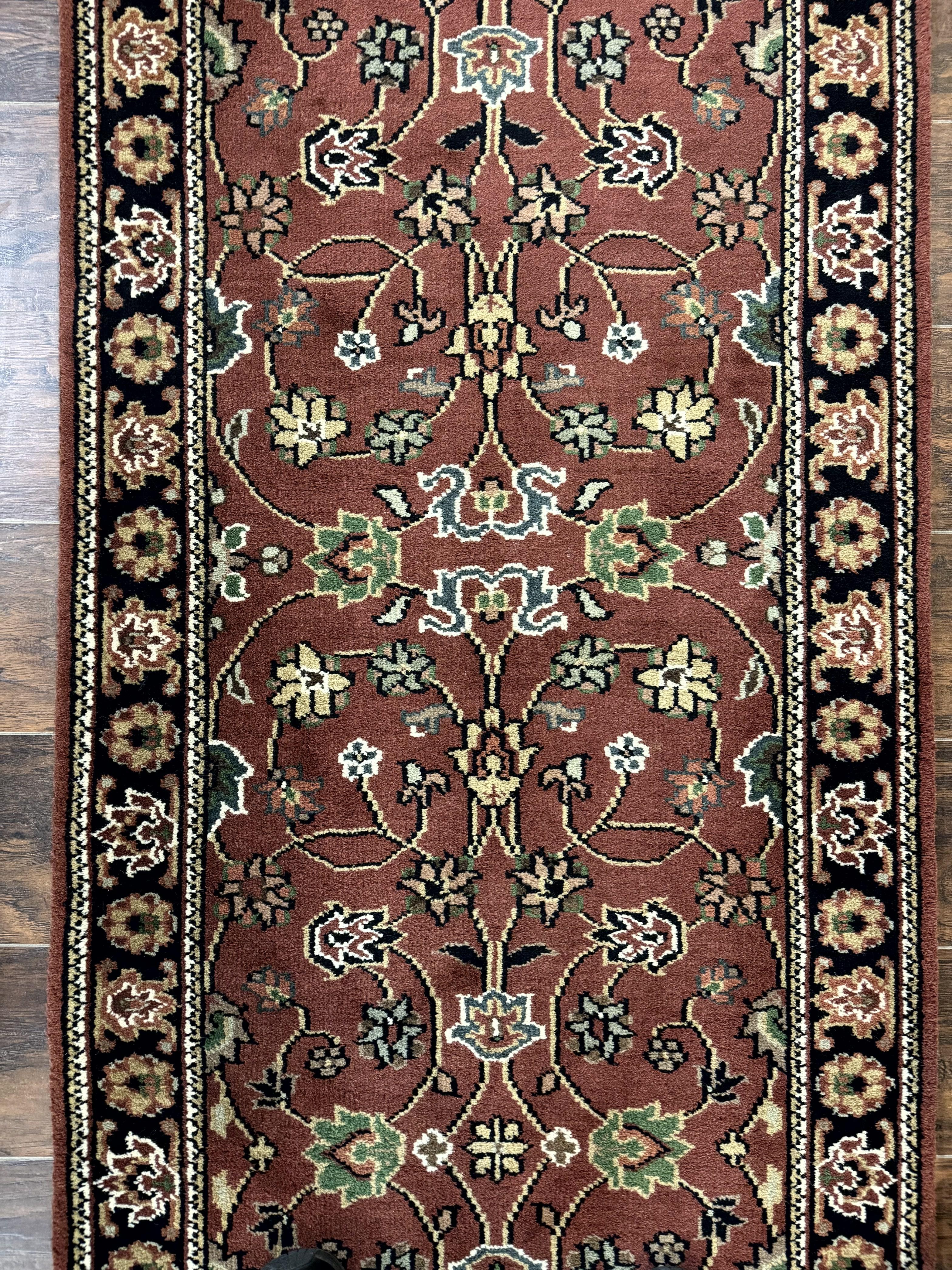 Indo Persian Sarouk Runner Rug 2.8 x 20 ft Runner for Hallway, Long Runner Rug, Handmade
