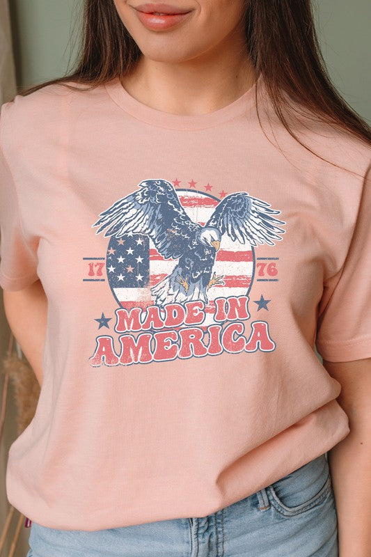 Retro Made In American 1776 Eagle Graphic Tee T-Shirt