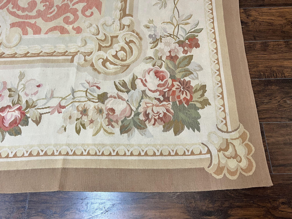 Aubusson Rug 10x14, Wool Handmade Vintage Carpet, Elegant French European Design Rug, Large Room Sized Aubusson Rug, Stark Carpet