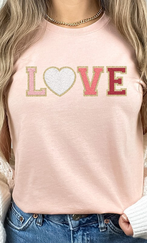 Love Faux Chenille Letters Graphic Tee T-Shirt