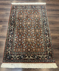 Indo Persian Bijar Rug 3x5, Red and Navy Blue, Allover Pattern, Fine Hand Knotted Wool Carpet