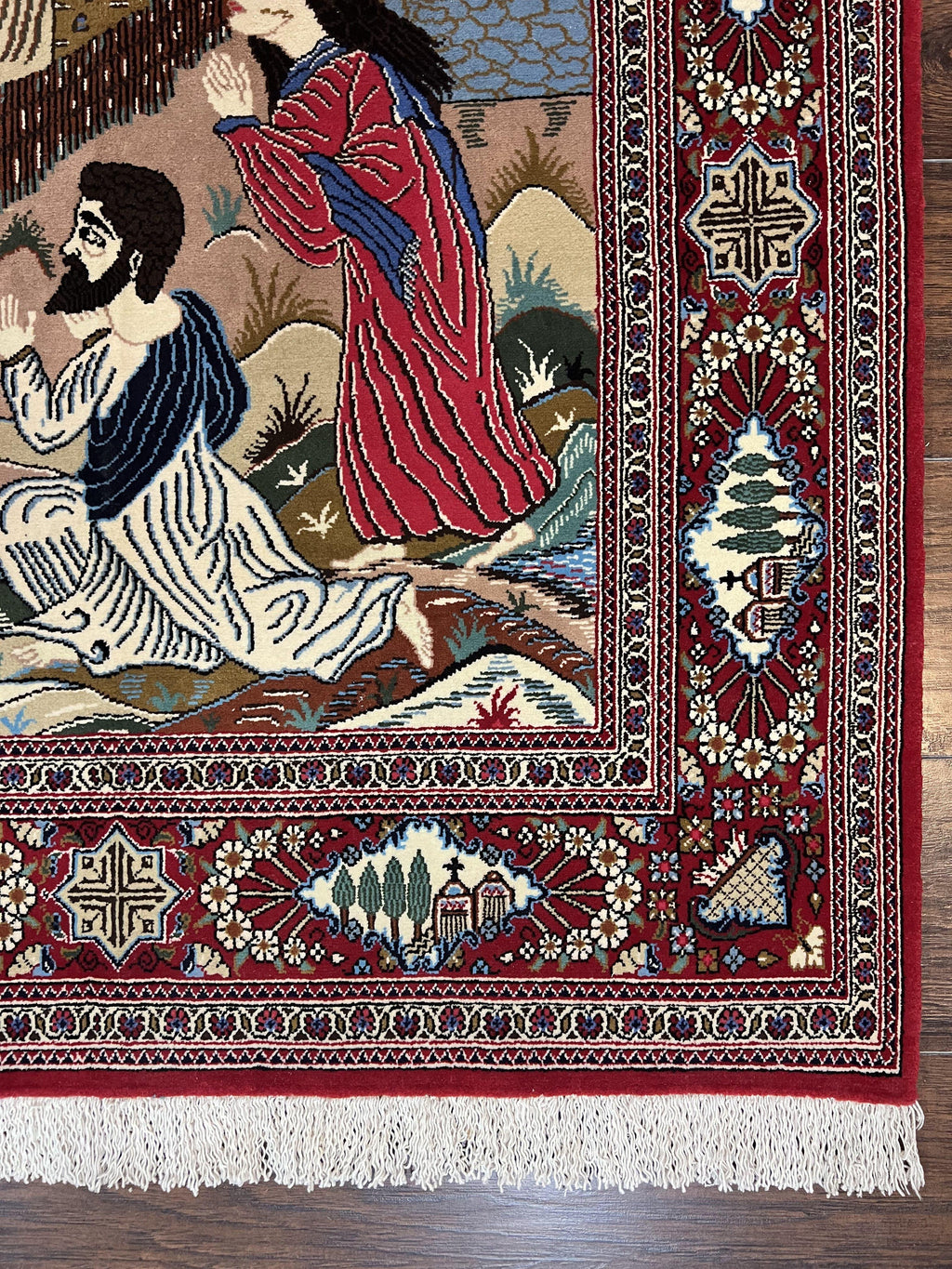 Persian Kashan Pictorial Rug 3x5 - Jesus on Cross
