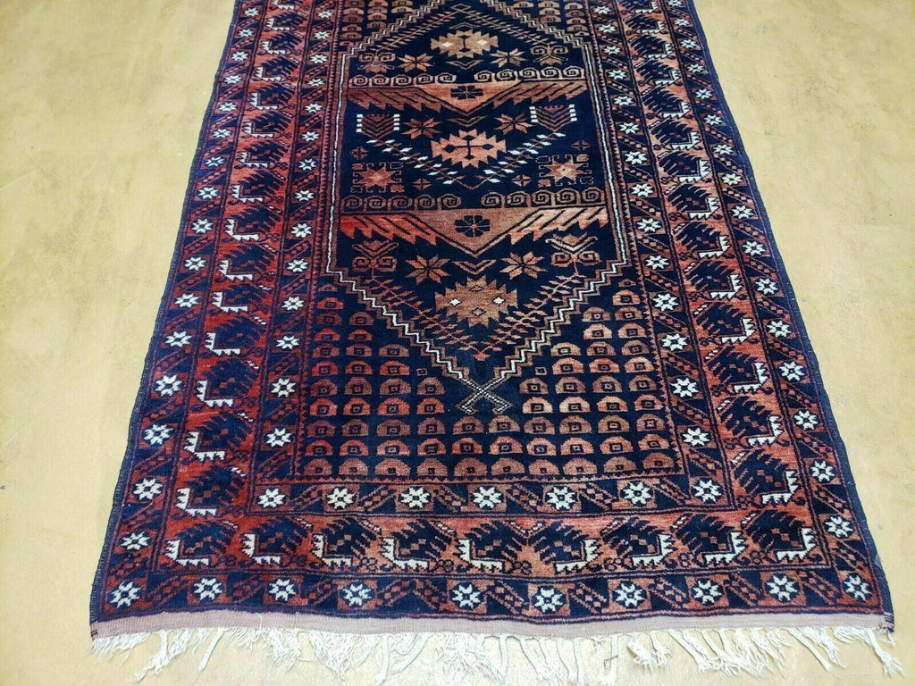3' 4" X 5' 6" Vintage Handmade Pakistan Balouchi Balouch Tribal Wool Rug Nice