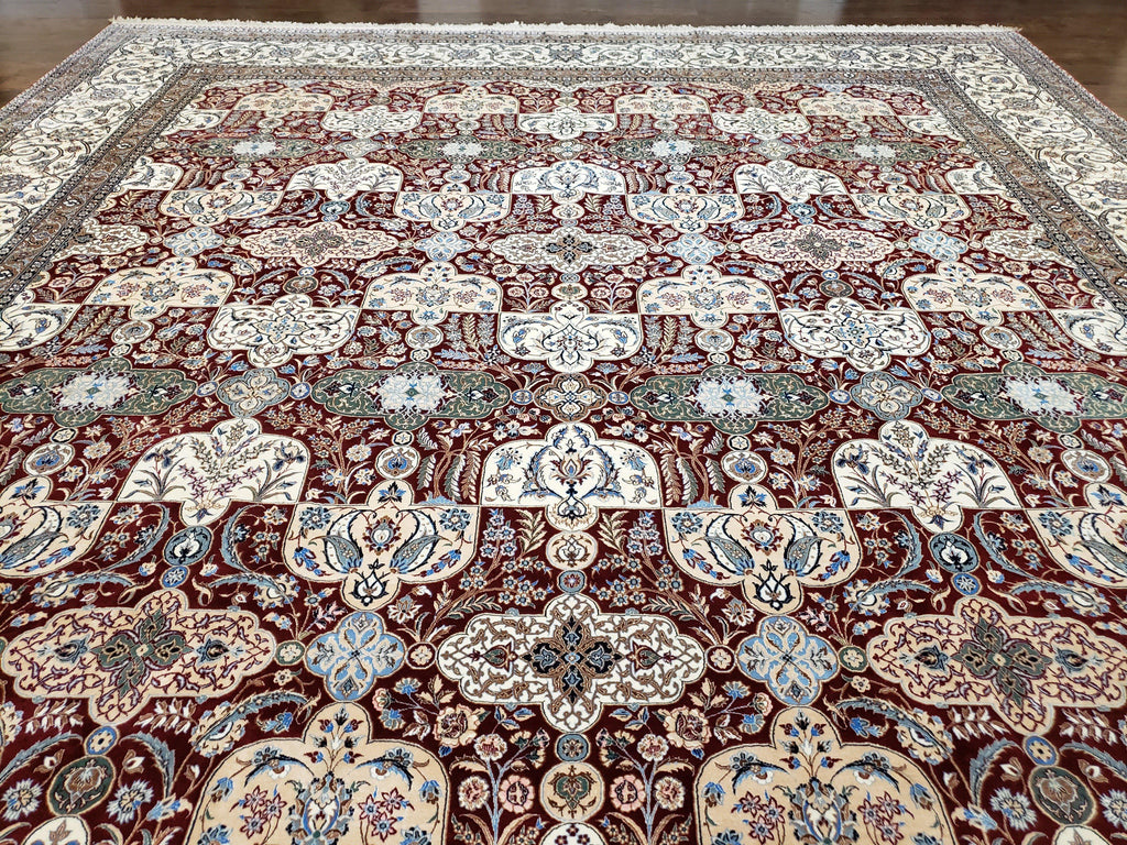 Persian Nain Rug 11x15 – Wool on Silk, Hand-Knotted, Signed Masterpiece