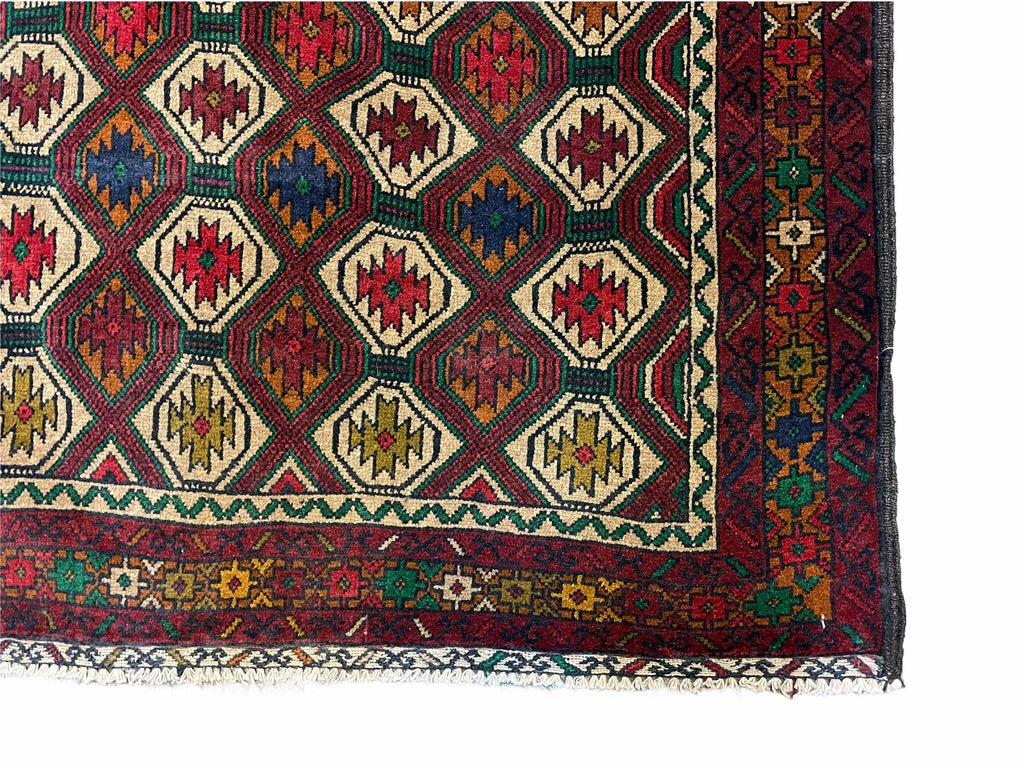 3x5 Vintage Handmade Wool Rug Tribal Turkoman Balouch Prayer Rug Organic Dyes