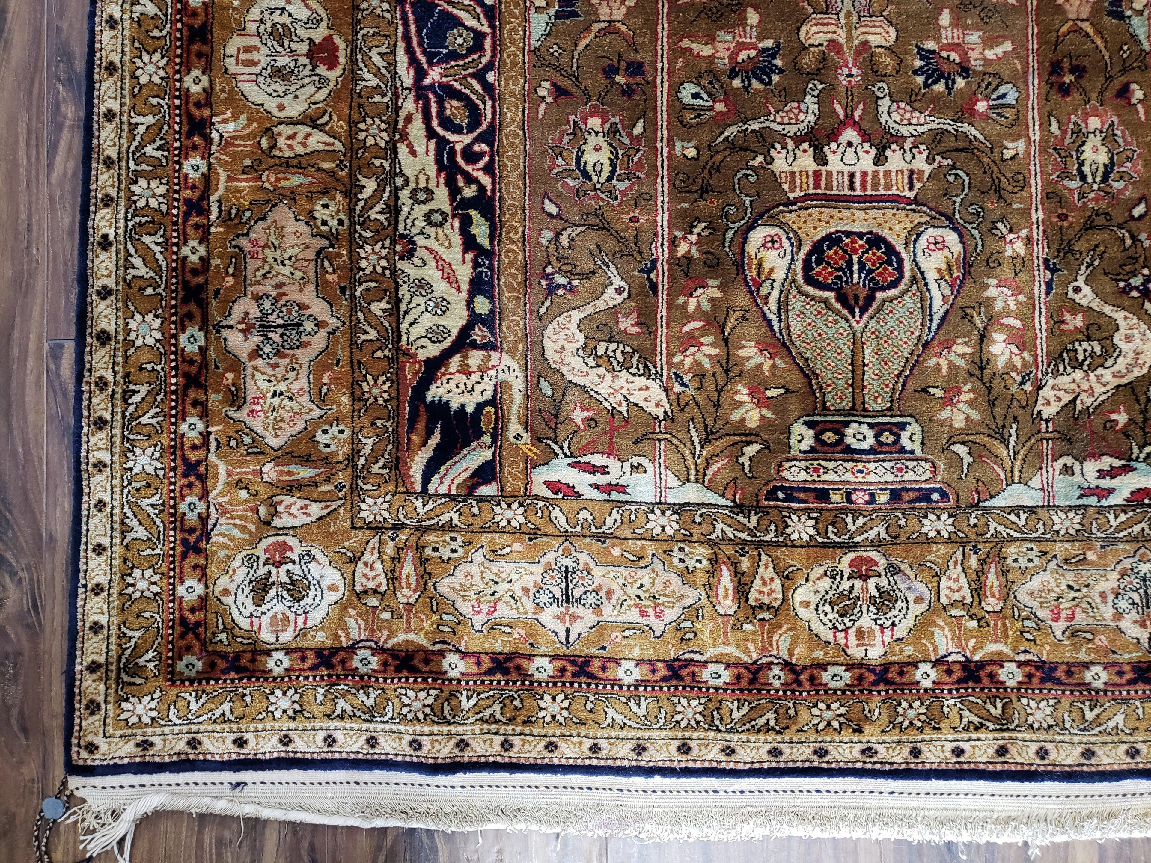 Semi Antique Persian Qum Silk Prayer Rug, Silk, Hand-Knotted, 3'6" x 5'