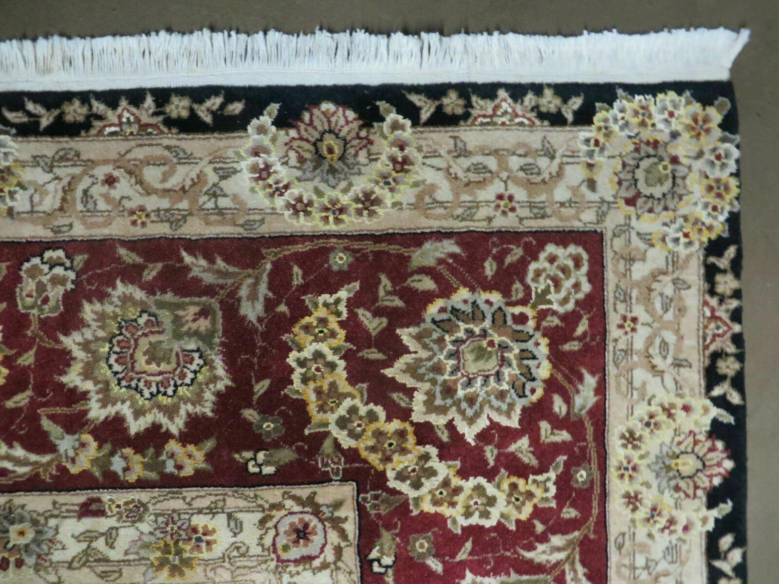 9' X 12' Vintage Handmade Fine Chinese Oriental Floral Wool Rug Silk Black