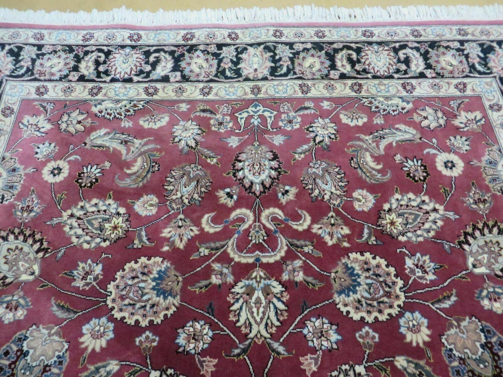 6' X 9' Vintage Handmade Fine India Floral Oriental Silk Accent Wool Rug Carpet
