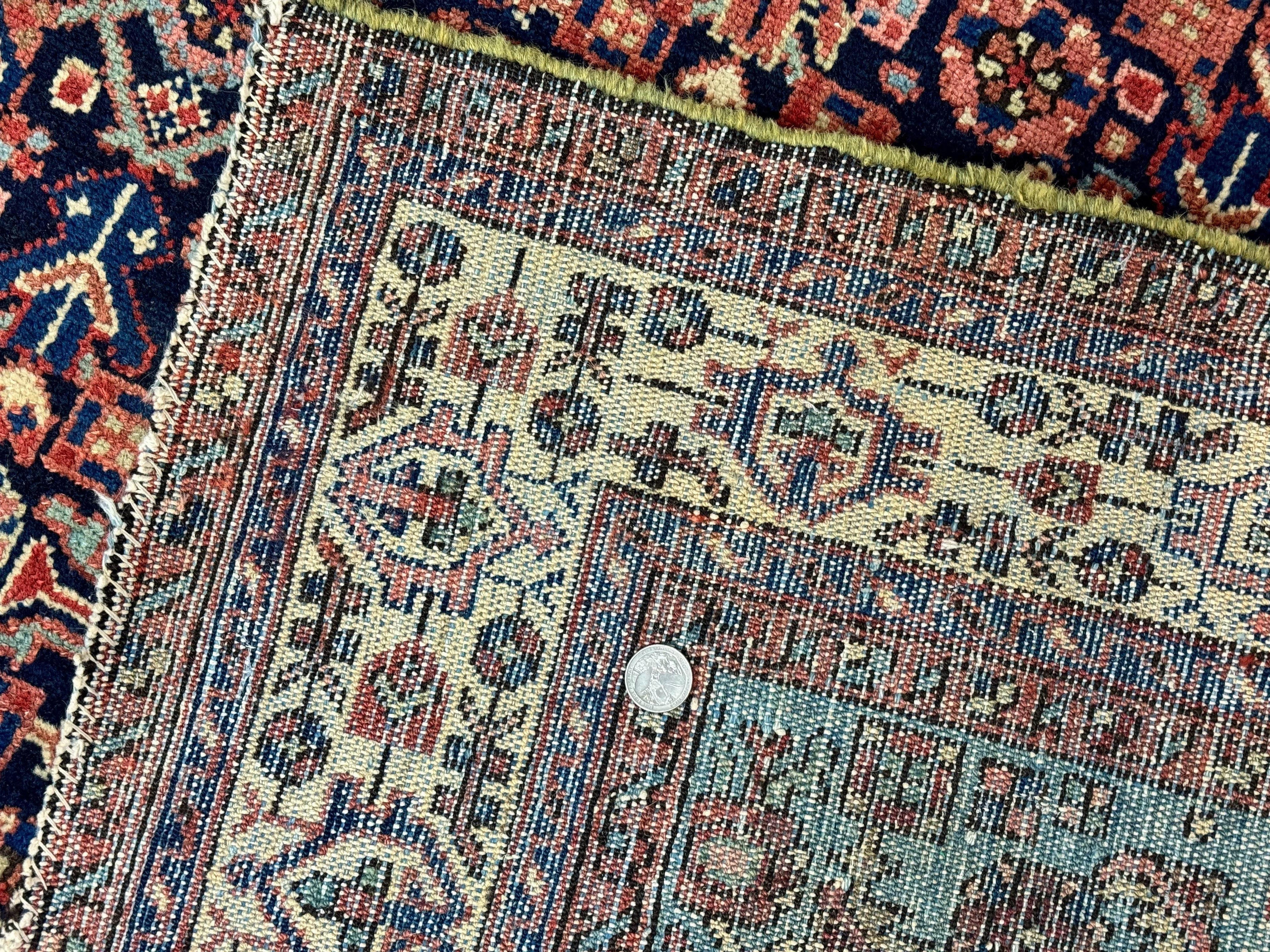 Antique Persian Rug 5 x 6.7, Navy Blue & Ivory, Handmade Persian Wool Carpet, Hamadan Angelas Rug