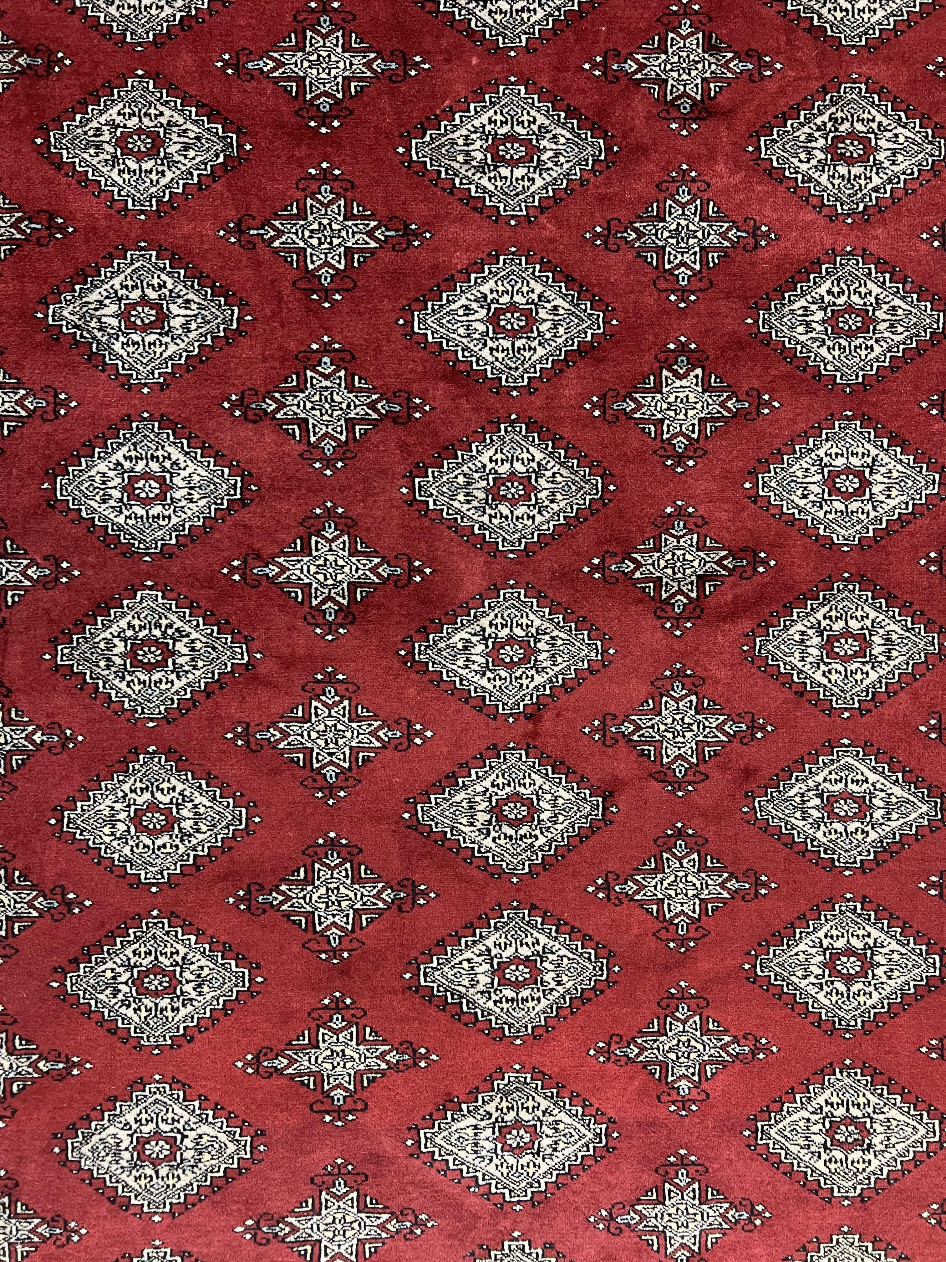Pakistani Bokhara Rug 6x8, Fine Turkoman Carpet, Wool Handmade Vintage, Red, 6 x 8 Medium Sized Rug, Turkmen Rug