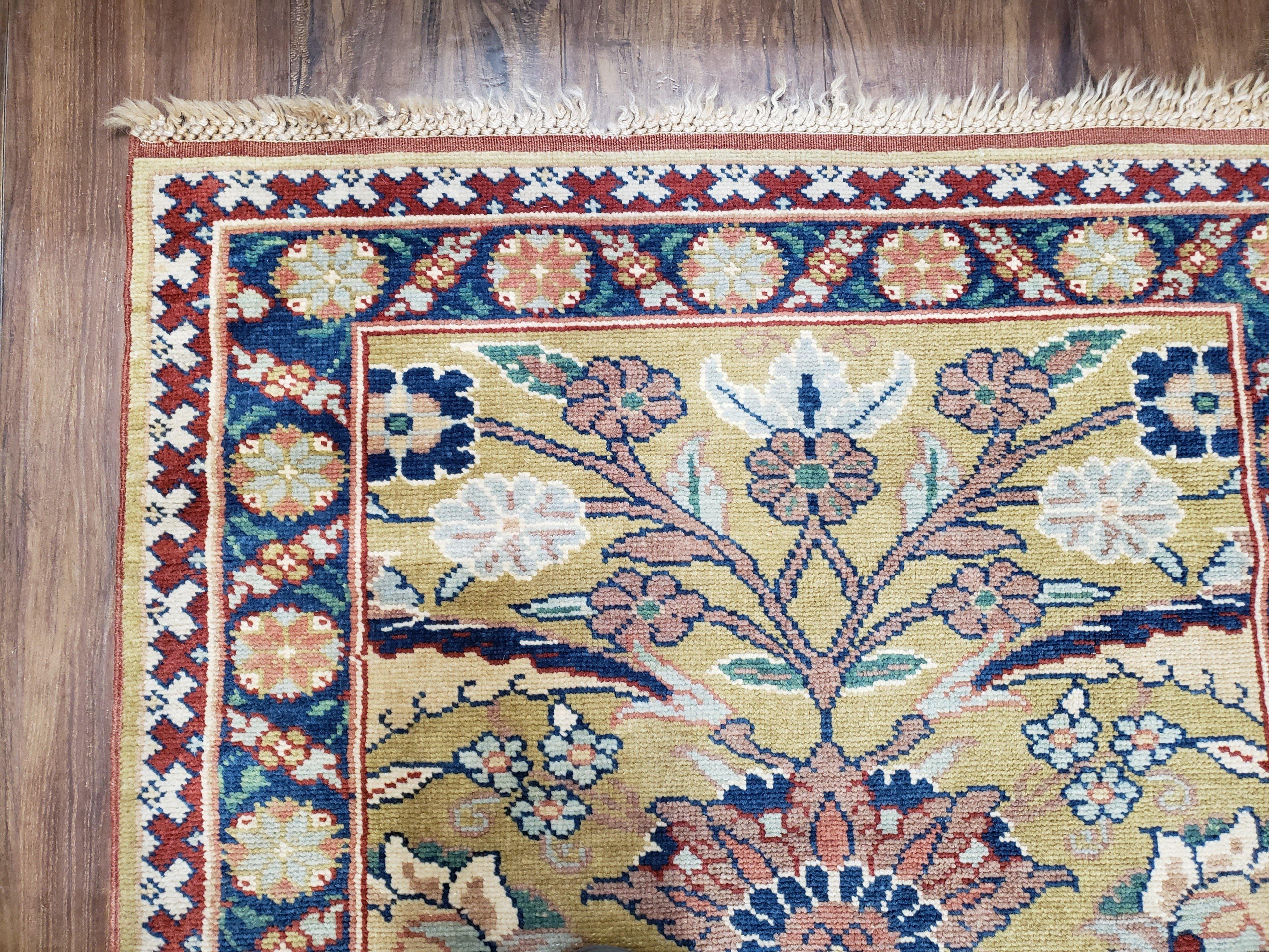 Hallway Runner Rug, Kitchen Runner, Sultanabad Hand Knotted Rug, Farmhouse Rug, 1950s Rug, Mahal Rug, Turkish Rug, Long Runner, Yellow