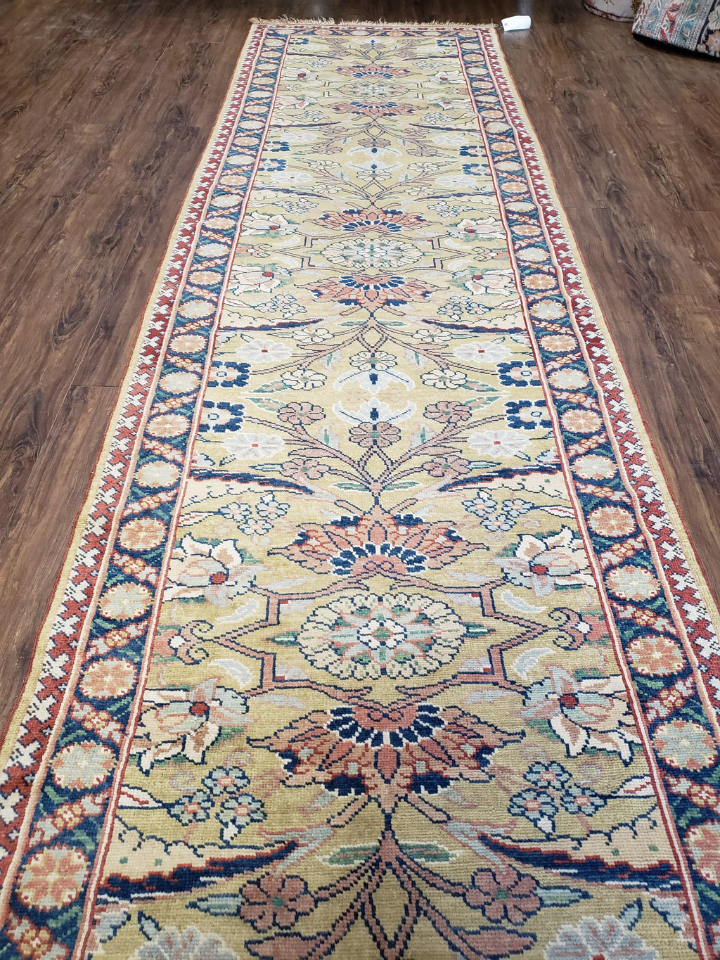 Hallway Runner Rug, Kitchen Runner, Sultanabad Hand Knotted Rug, Farmhouse Rug, 1950s Rug, Mahal Rug, Turkish Rug, Long Runner, Yellow