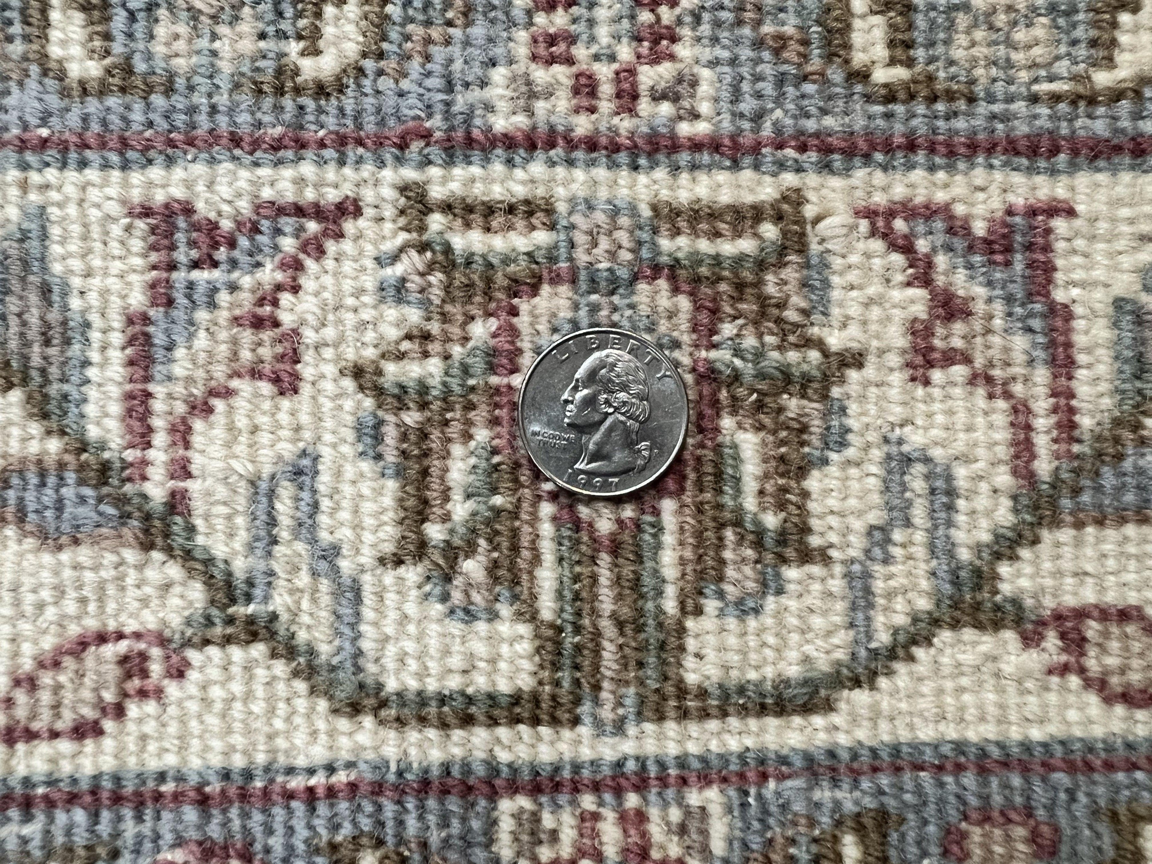 Indo Persian Rug 4x6, Vintage Handmade Wool Carpet, Floral Allover Pattern, Beige, Pair B