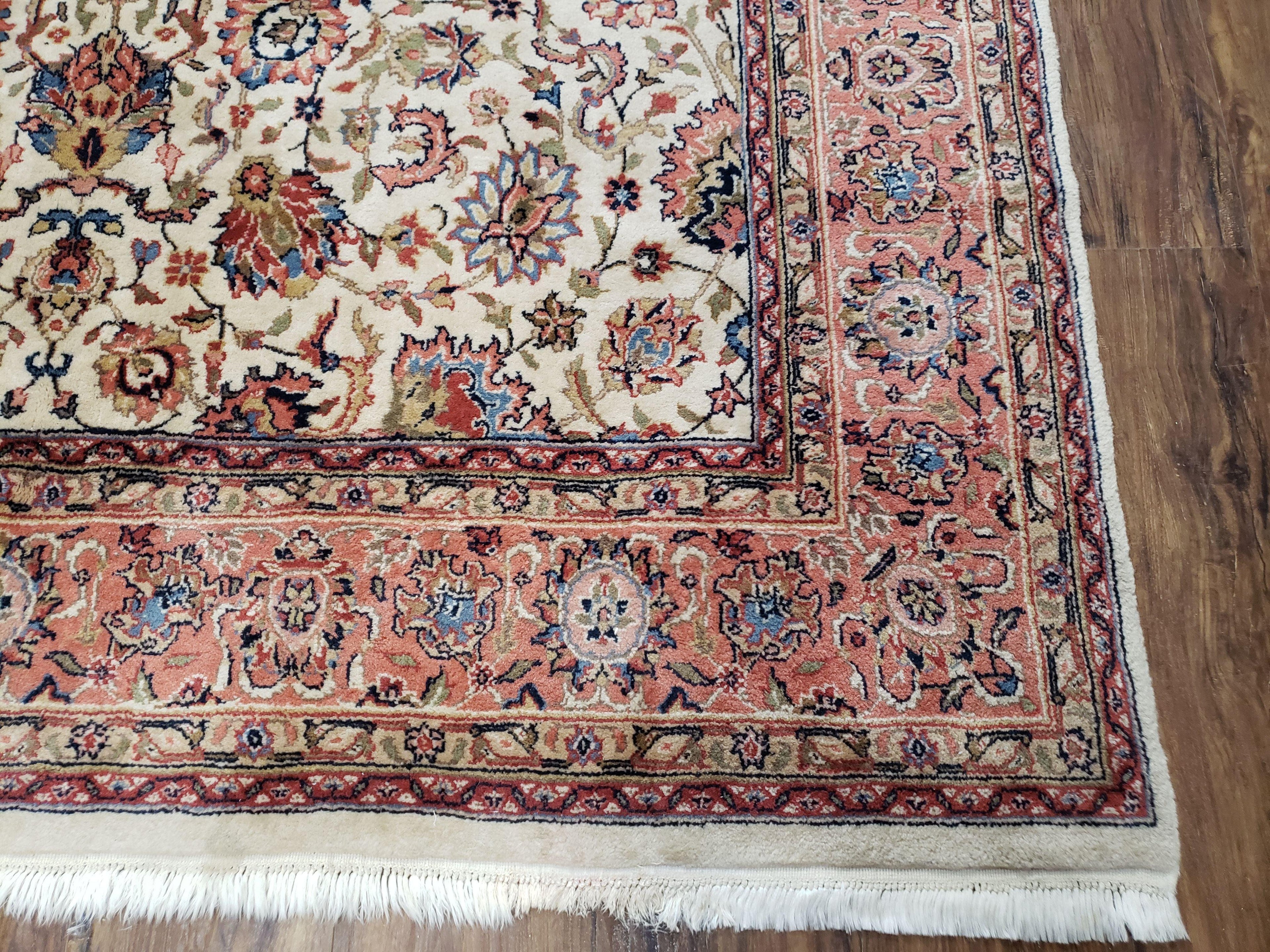 6x9 Top Quality Handmade Wool Area Rug Floral Allover Carpet Veg Dyes Beige