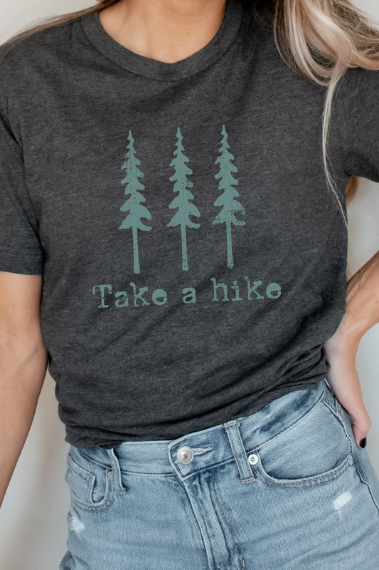 Pine Trees Take A Hike Summer Trip Graphic Tee T-Shirt