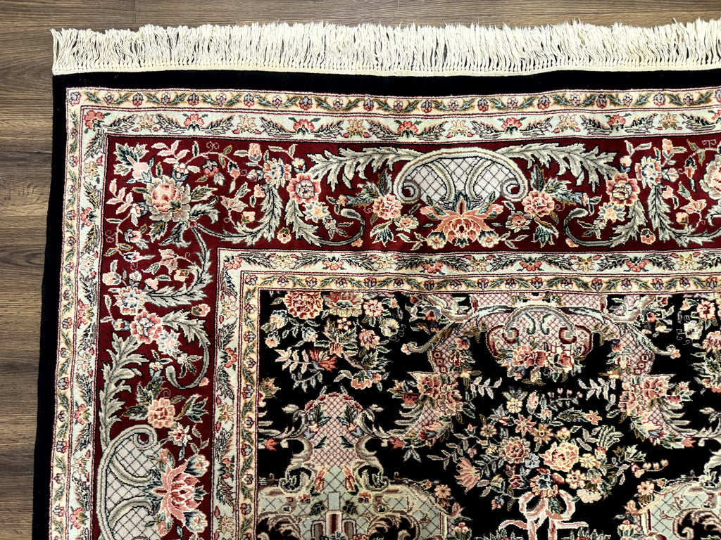 Sino Persian Rug 9x12, Black, Floral Bouquets