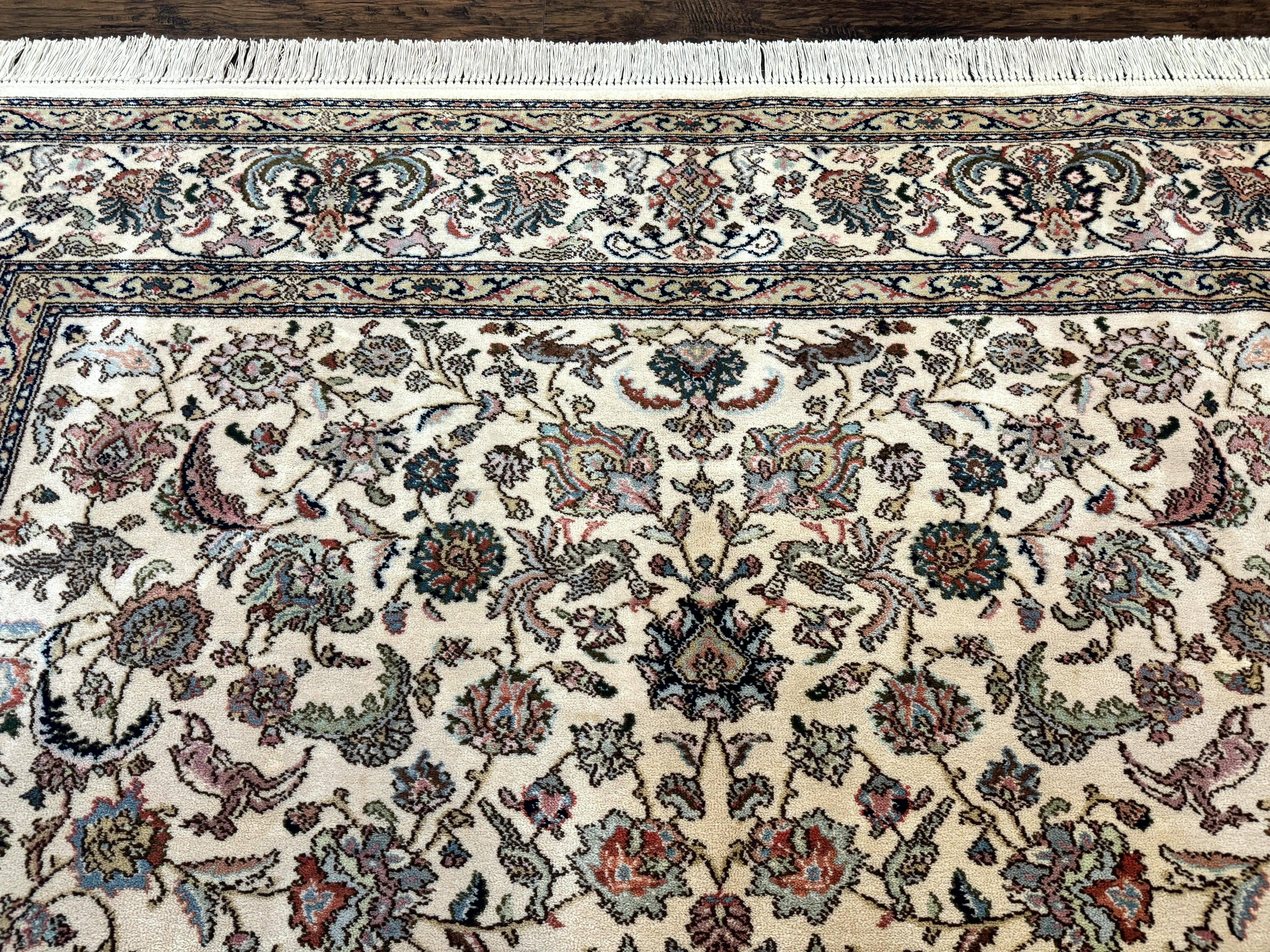 Karastan Rug #738 Tabriz Design 8.8 x 10.6, Room Sized Wool Pile Karastan Carpet, Vintage Discontinued Karastan Area Rug, Ivory, Floral Rug