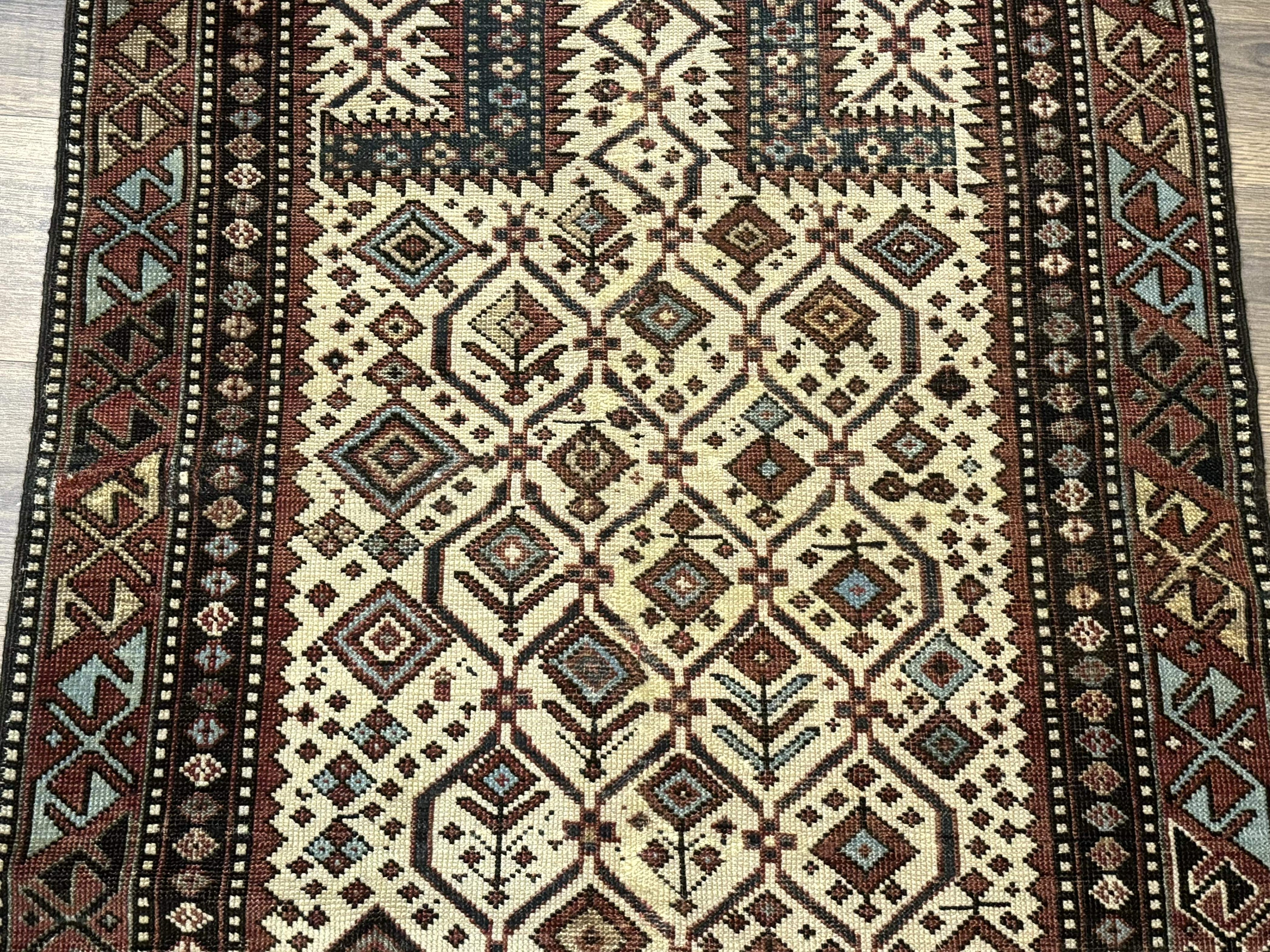 Antique Caucasian Shirvan Rug 3x5, Dagestan Prayer Rug, Collectible, Early 20th Century Rug