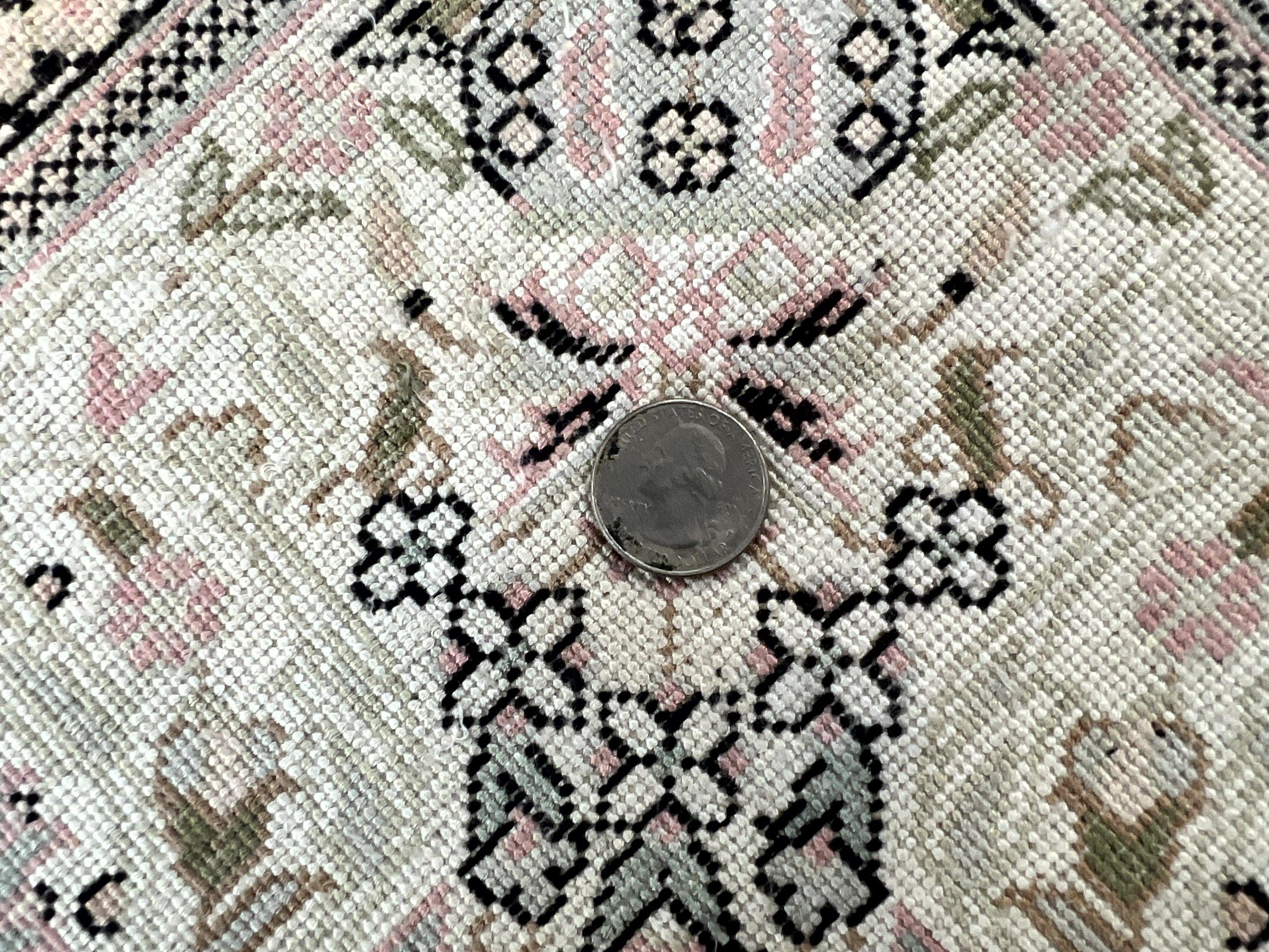 Silk Indian Kashmiri Rug 4x6, Handmade, Ivory, Fine 240 KPSI