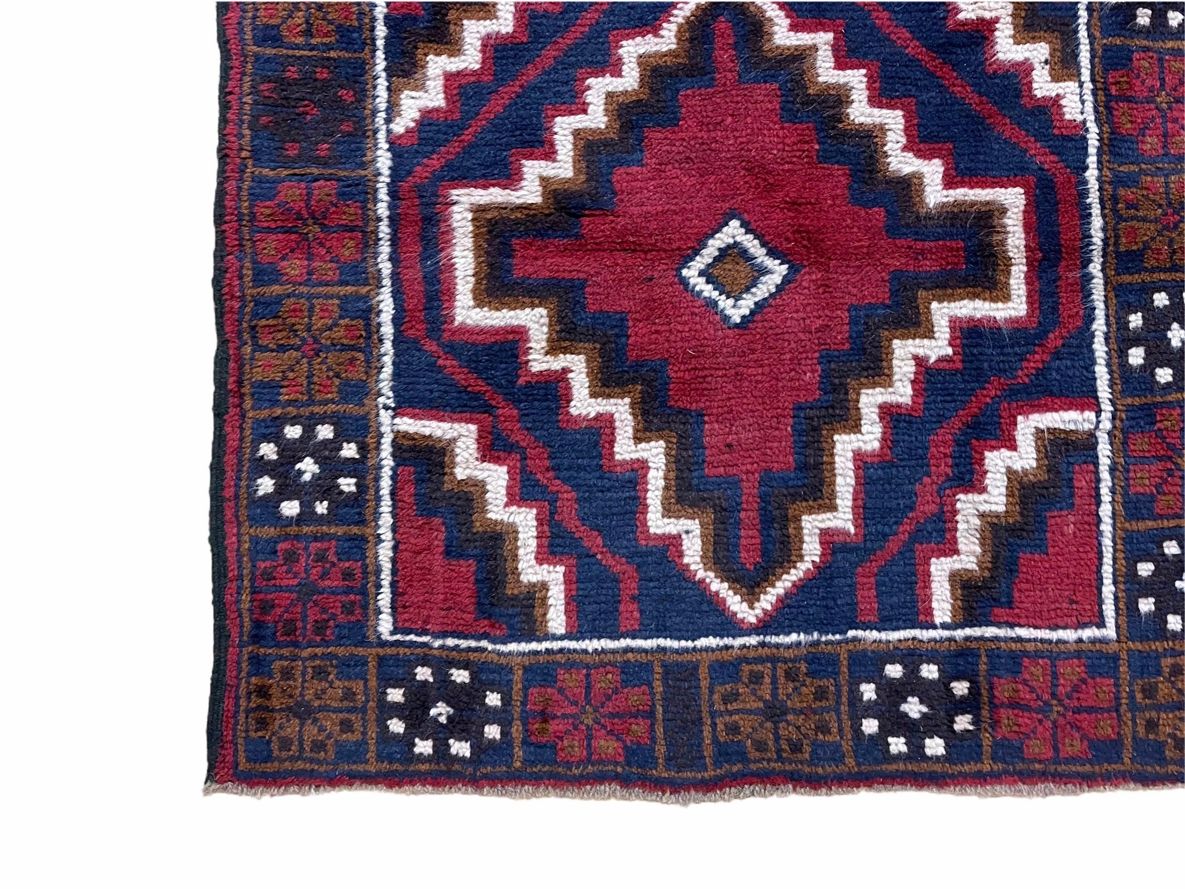 3 X 5 Vintage Handmade Tribal Wool Rug Balouchi Rug Afghan Rug Red Beige Nice