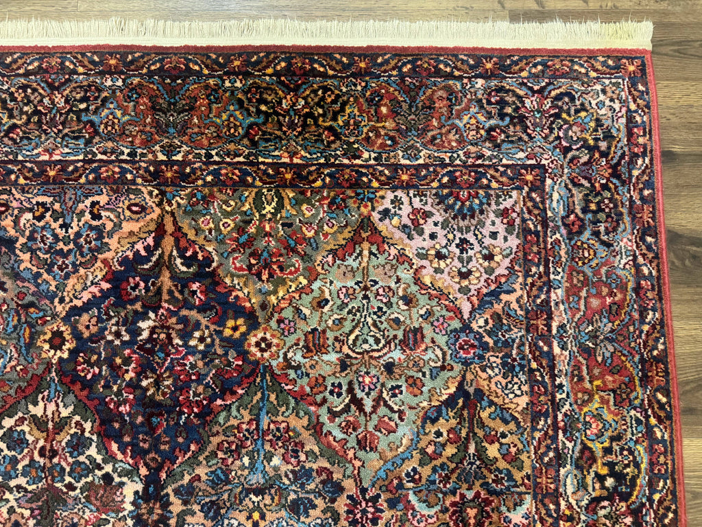 Karastan Rug 5.9 x 9, Multicolor Panel Kirman Rug #717, Wool Original Karastan Collection 700 Series