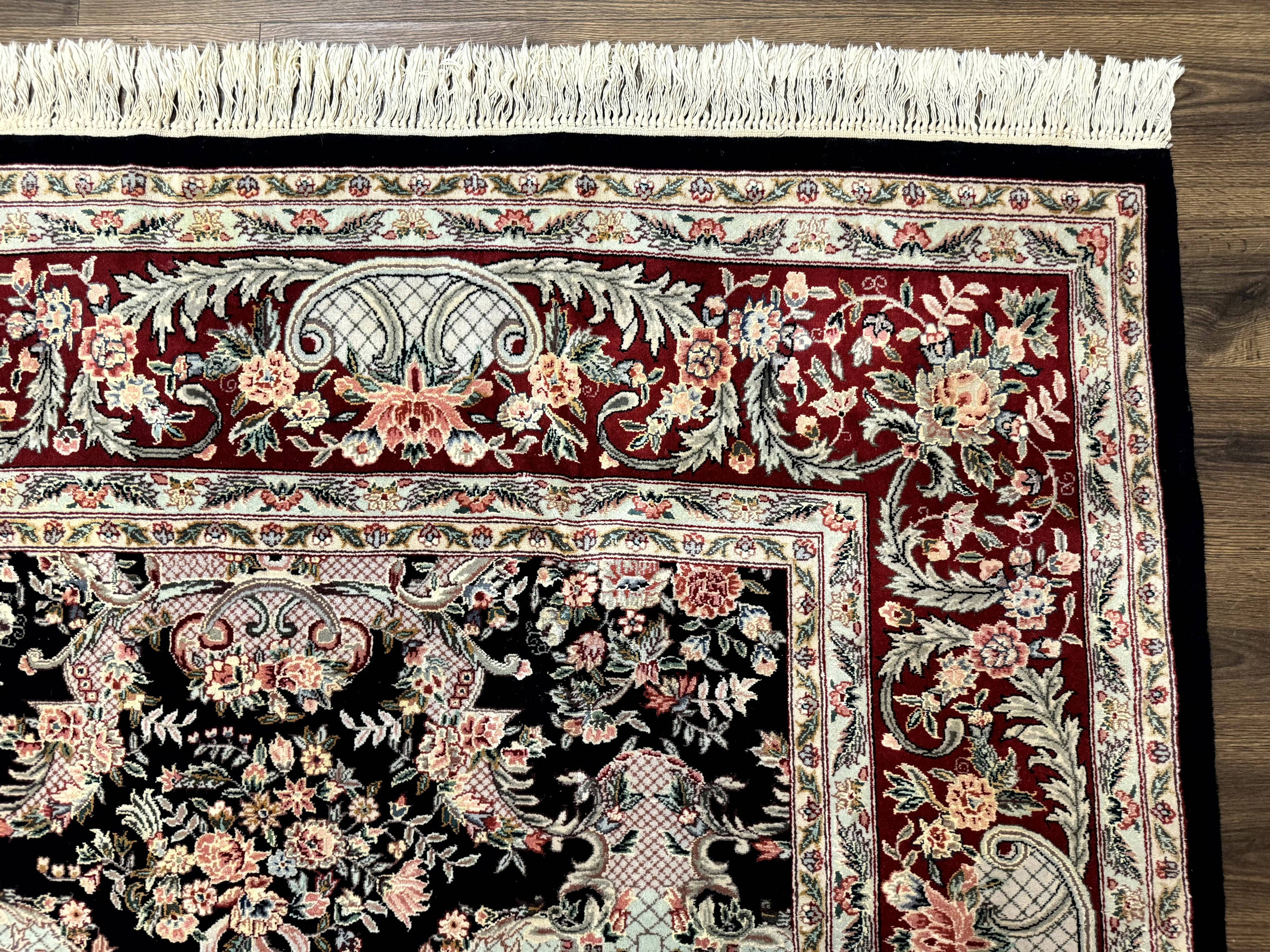 Sino Persian Rug 9x12, Black, Floral Bouquets