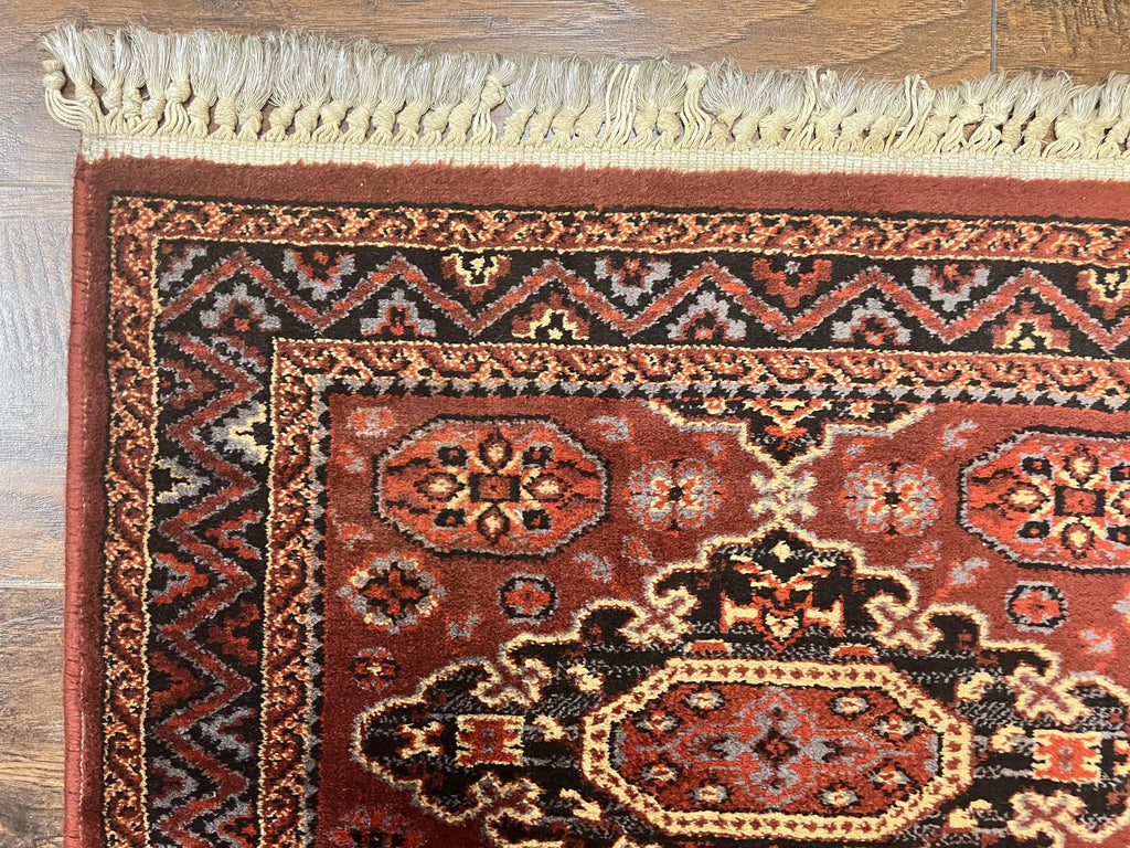 Belgium Power Loomed Runner Rug 2x9, Vintage Wool Rug for Hallway 2 x 9 ft, Red, Caucasian Persian Design, 9ft Runner