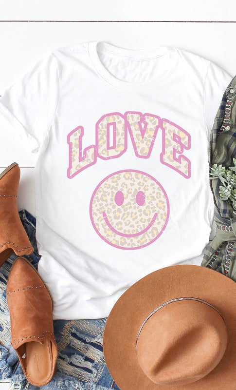Retro Love Smiley Face Graphic Tee T-Shirt PLUS